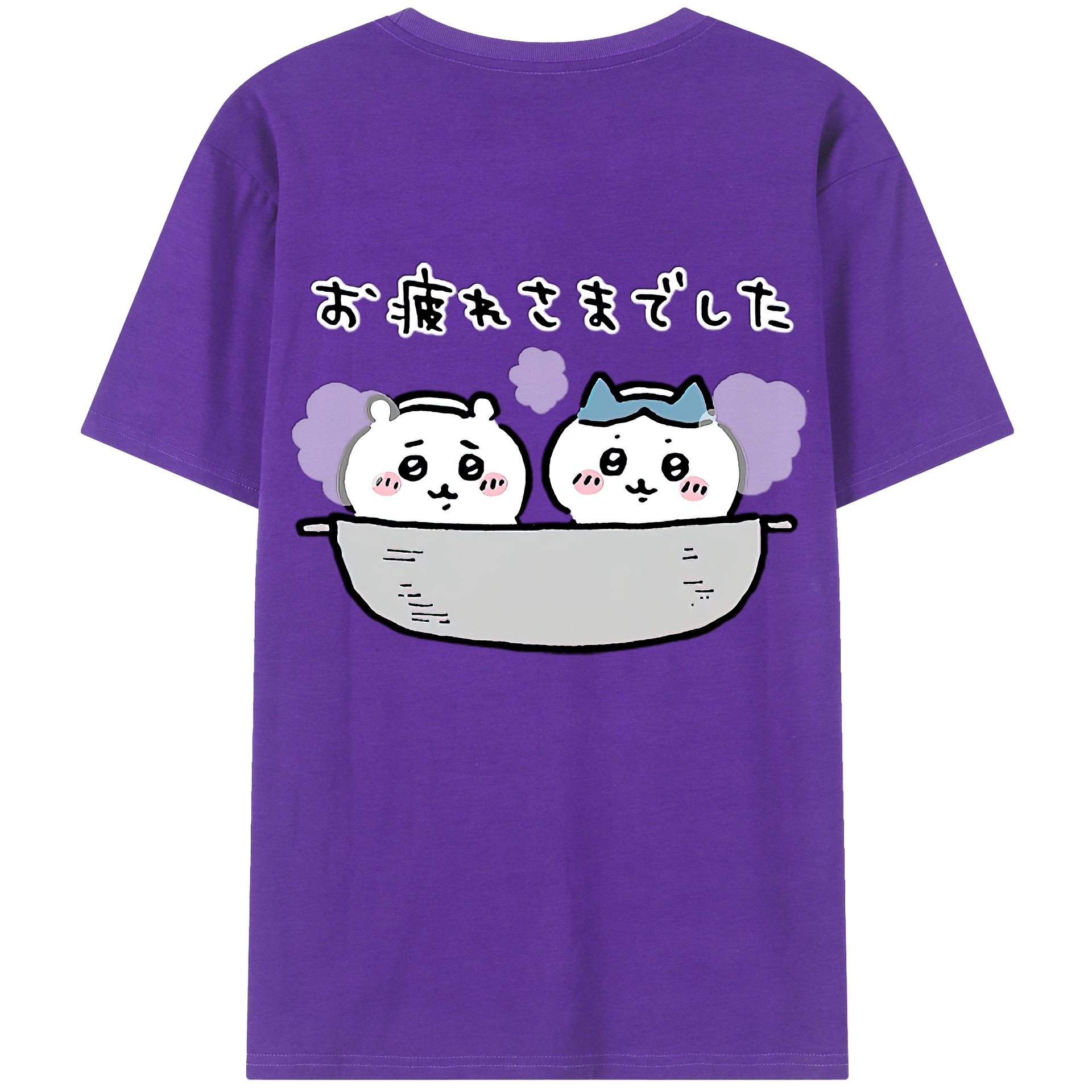 （画像用） ちいかわ ハチワレ Chii-kawa hachiware 綿100％ メンズ半袖Tシャツ（バックプリント） 通気性