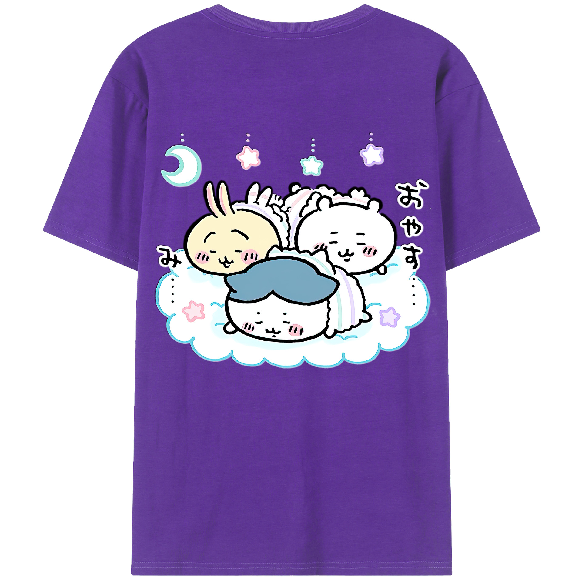 （画像用） ちいかわ ハチワレ Chii-kawa hachiware 綿100％ メンズ半袖Tシャツ（バックプリント） 通気性
