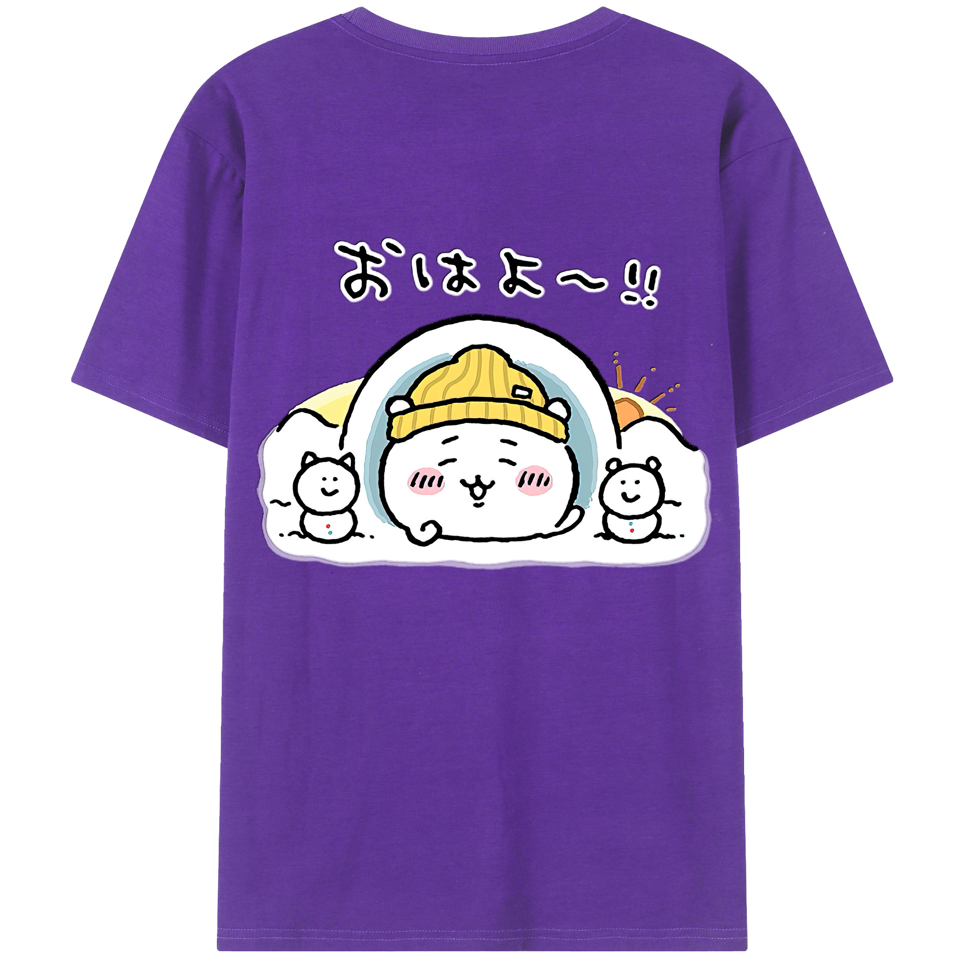 （画像用） ちいかわ ちいかわ Chii-kawa chiikawa 綿100％ メンズ半袖Tシャツ（バックプリント） 通気性