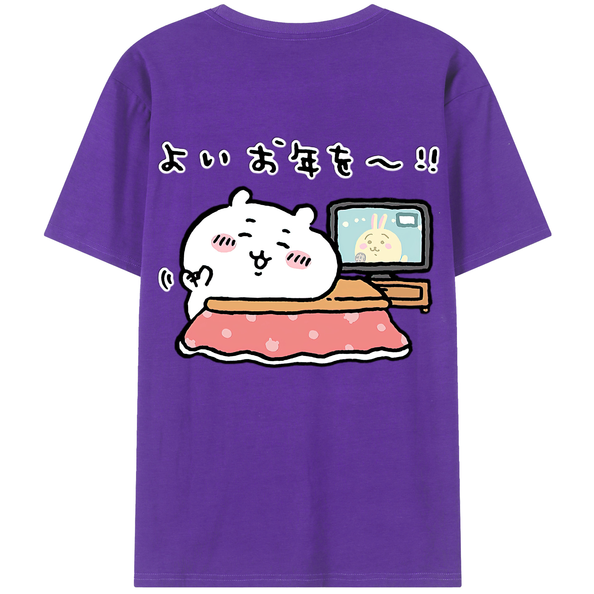 （画像用） ちいかわ ちいかわ Chii-kawa chiikawa 綿100％ メンズ半袖Tシャツ（バックプリント） 通気性