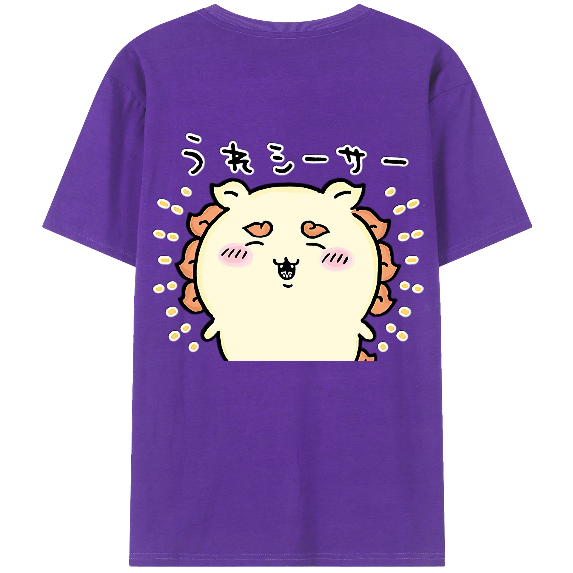（画像用） ちいかわ シーサー Chii-kawa Shisa 綿100％ メンズ半袖Tシャツ（バックプリント） 通気性