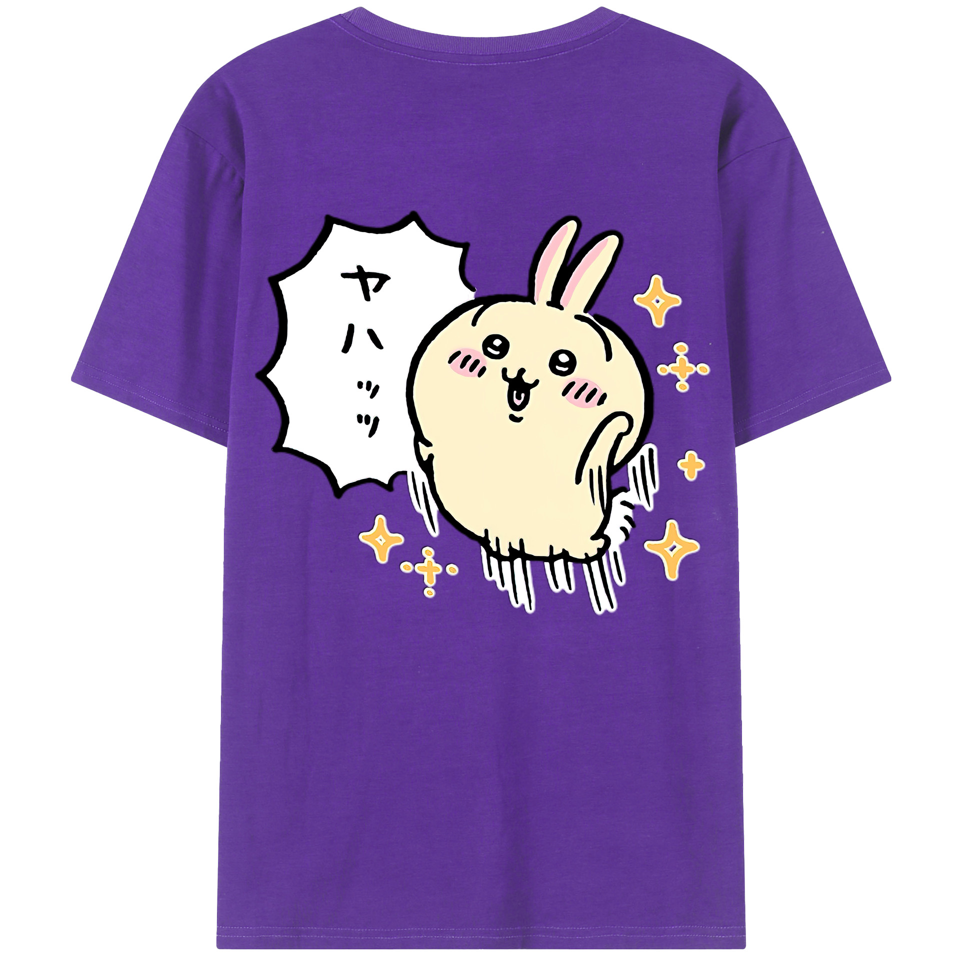 （画像用） ちいかわ うさぎ Chii-kawa usagi 綿100％ メンズ半袖Tシャツ（バックプリント） 通気性