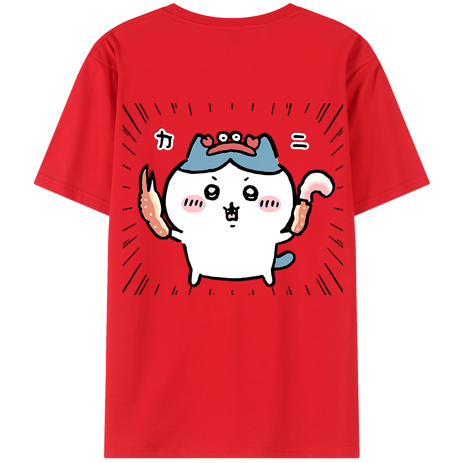 （画像用） ちいかわ ハチワレ Chii-kawa hachiware 綿100％ メンズ半袖Tシャツ（バックプリント） 通気性