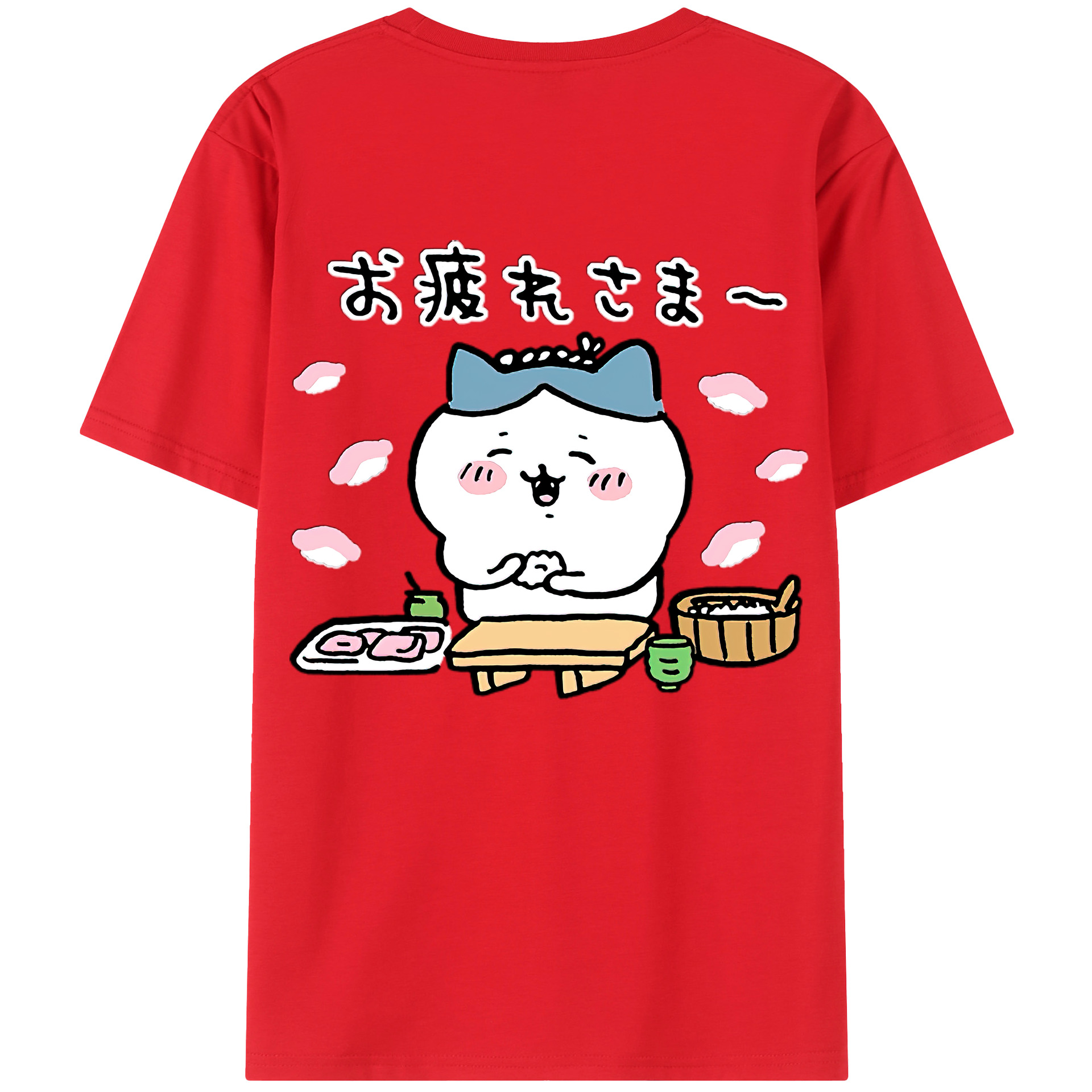 （画像用） ちいかわ ハチワレ Chii-kawa hachiware 綿100％ メンズ半袖Tシャツ（バックプリント） 通気性