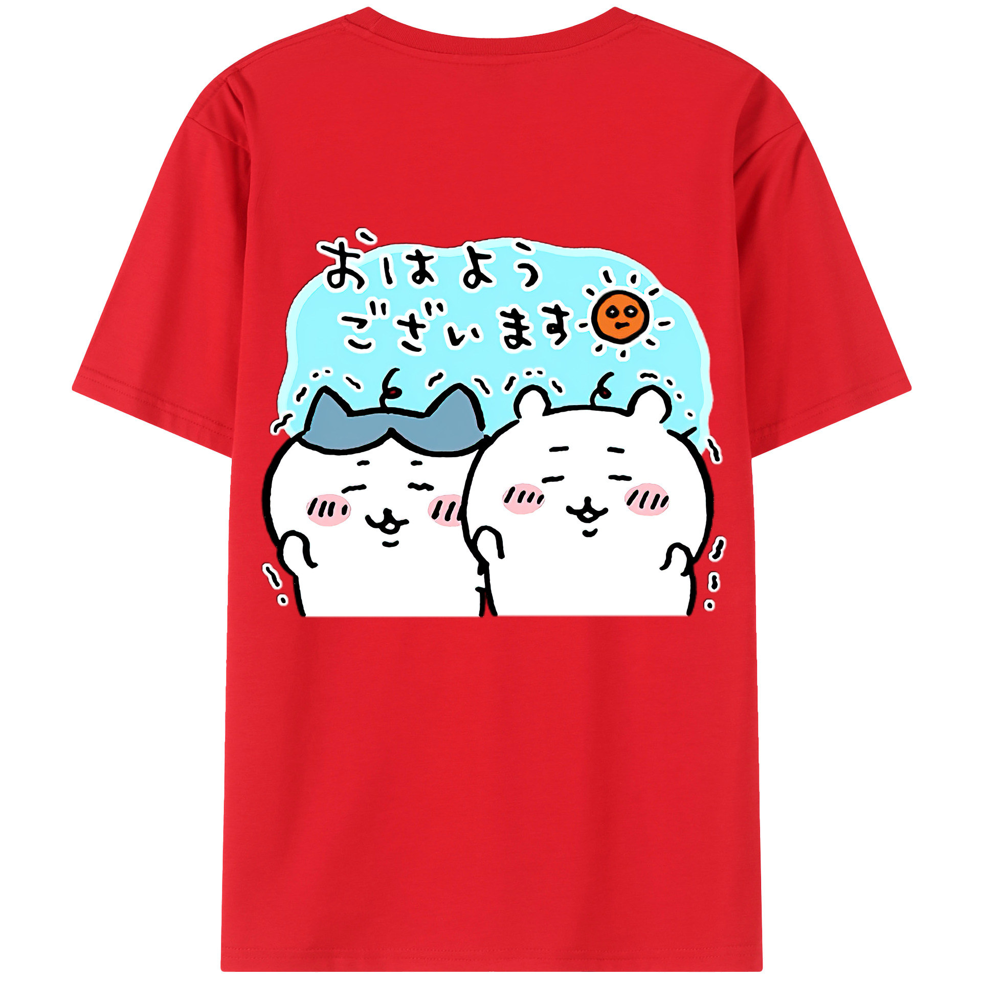（画像用） ちいかわ ハチワレ Chii-kawa hachiware 綿100％ メンズ半袖Tシャツ（バックプリント） 通気性