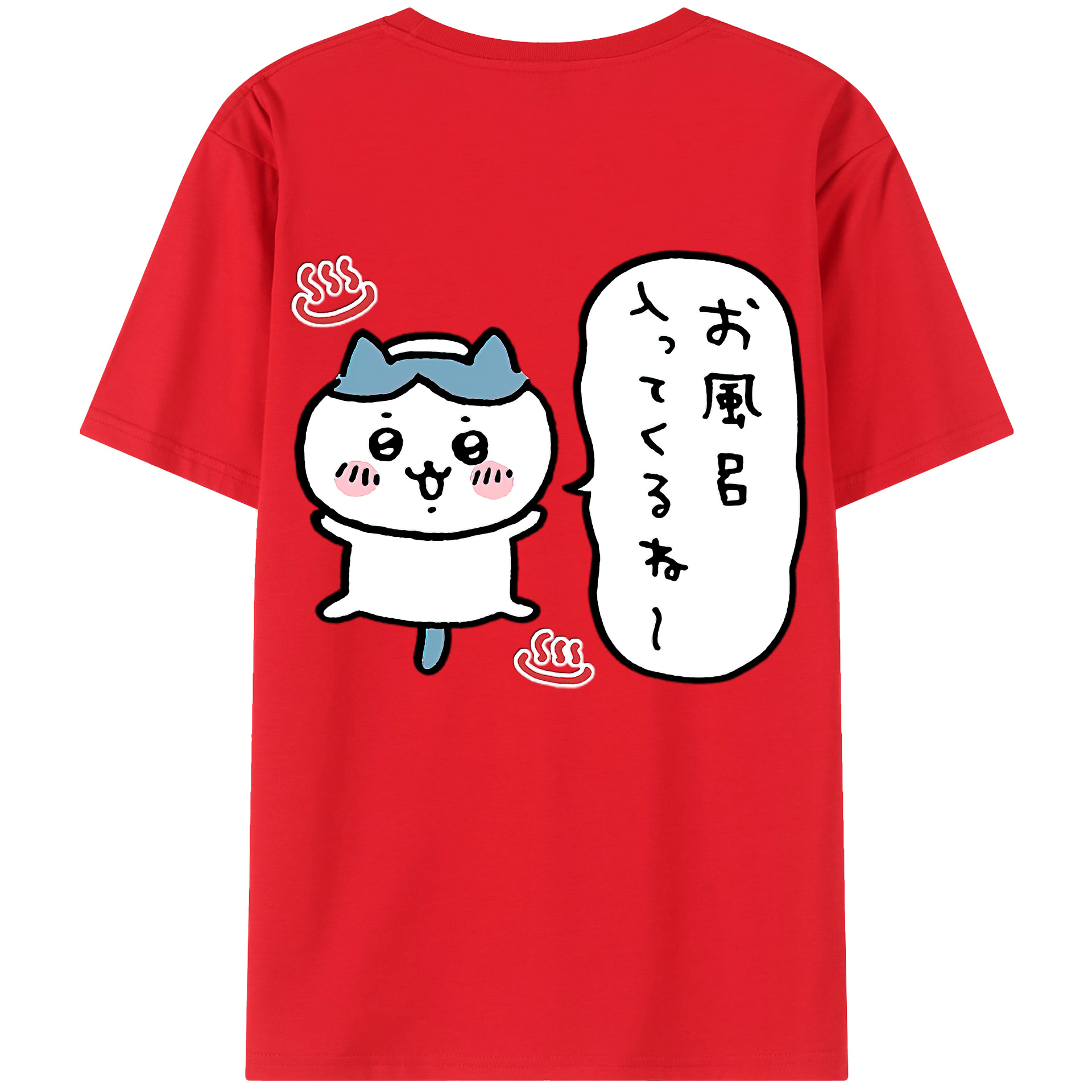 （画像用） ちいかわ ハチワレ Chii-kawa hachiware 綿100％ メンズ半袖Tシャツ（バックプリント） 通気性