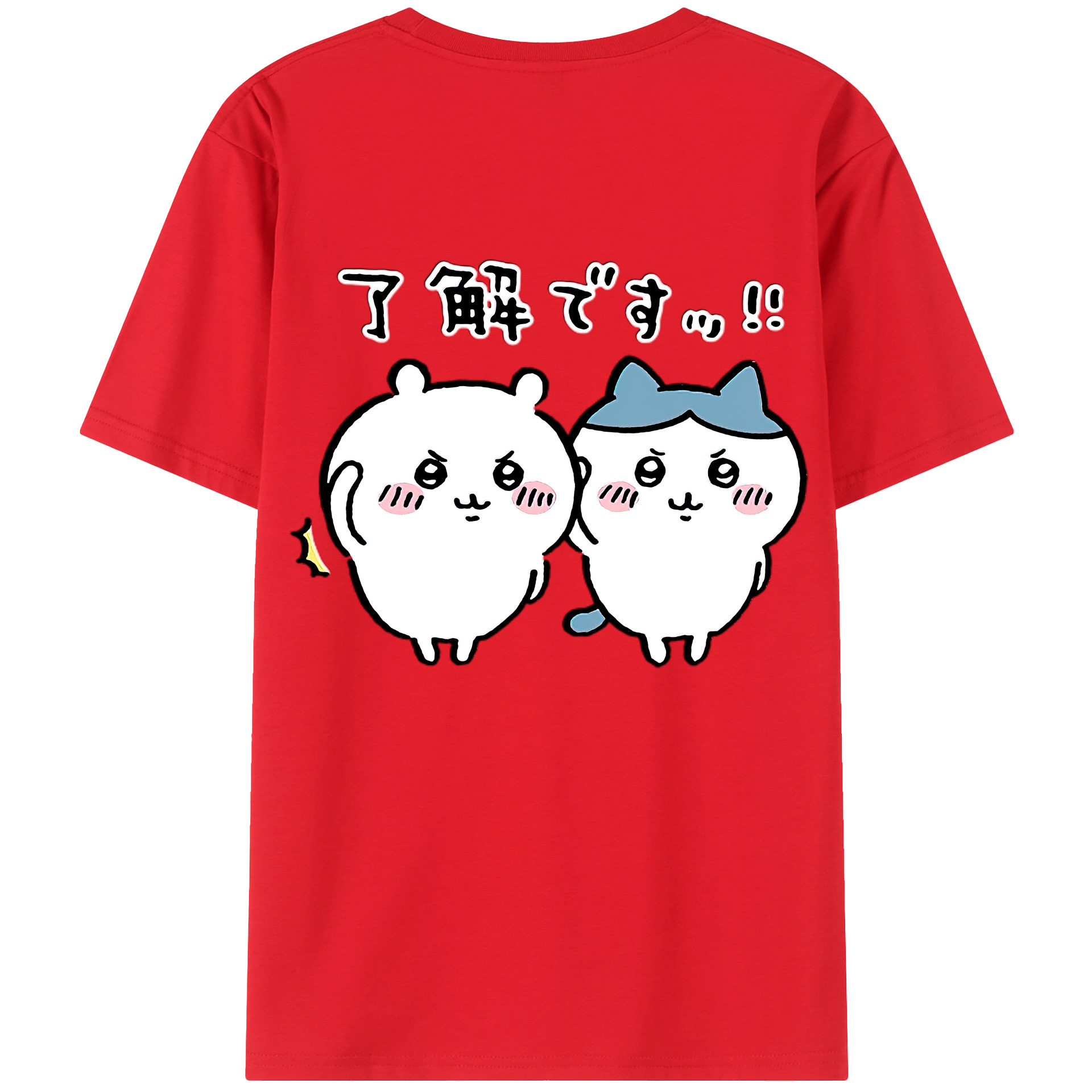 （画像用） ちいかわ ハチワレ Chii-kawa hachiware 綿100％ メンズ半袖Tシャツ（バックプリント） 通気性