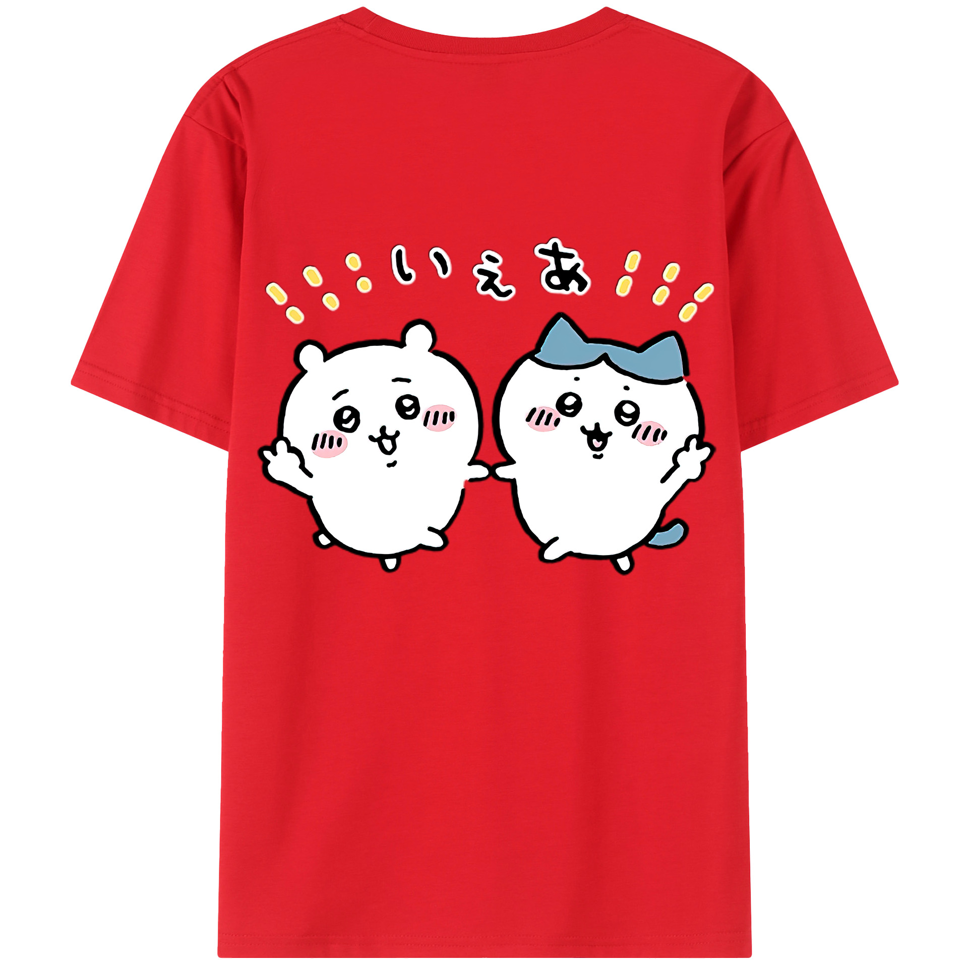 （画像用） ちいかわ ハチワレ Chii-kawa hachiware 綿100％ メンズ半袖Tシャツ（バックプリント） 通気性