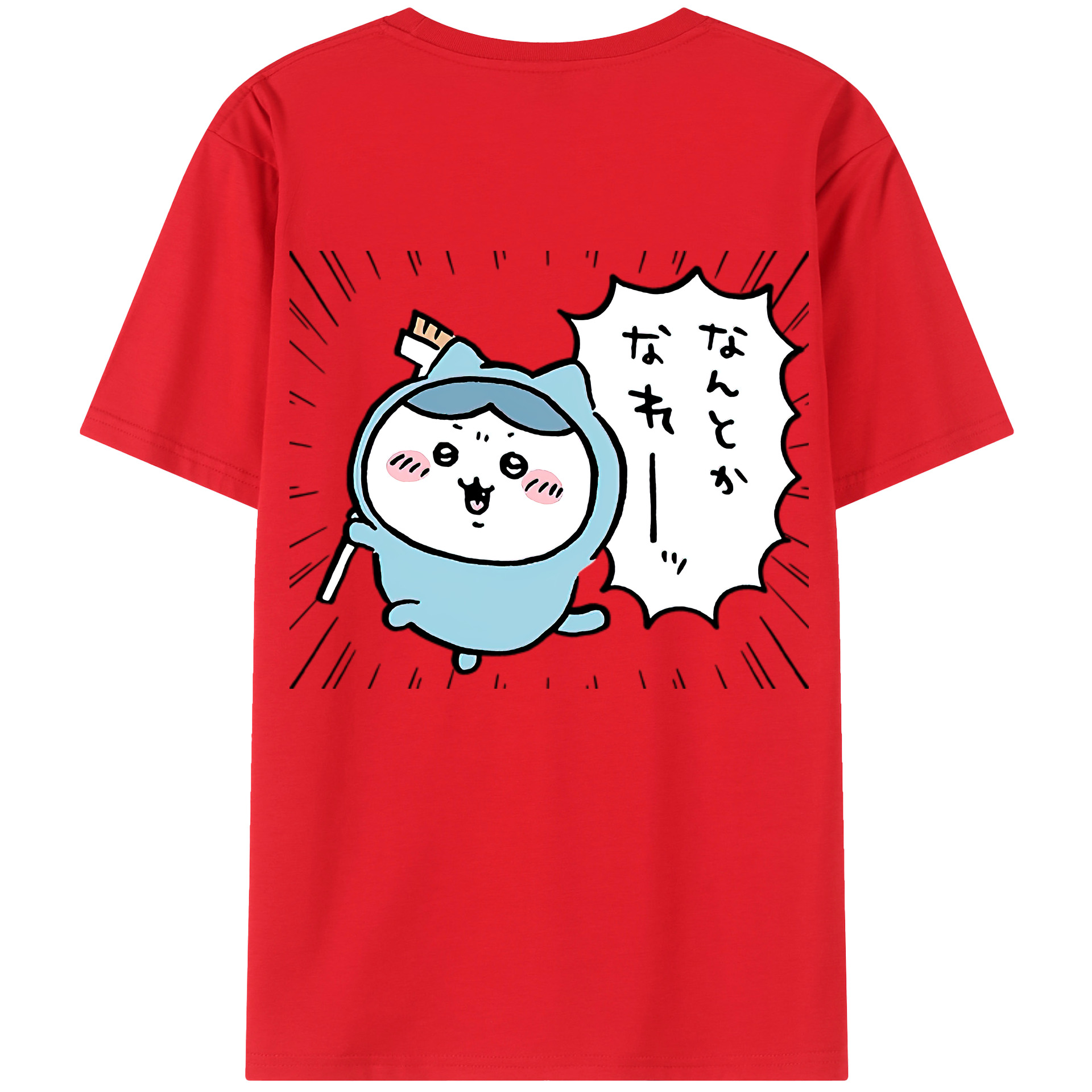 （画像用） ちいかわ ハチワレ Chii-kawa hachiware 綿100％ メンズ半袖Tシャツ（バックプリント） 通気性