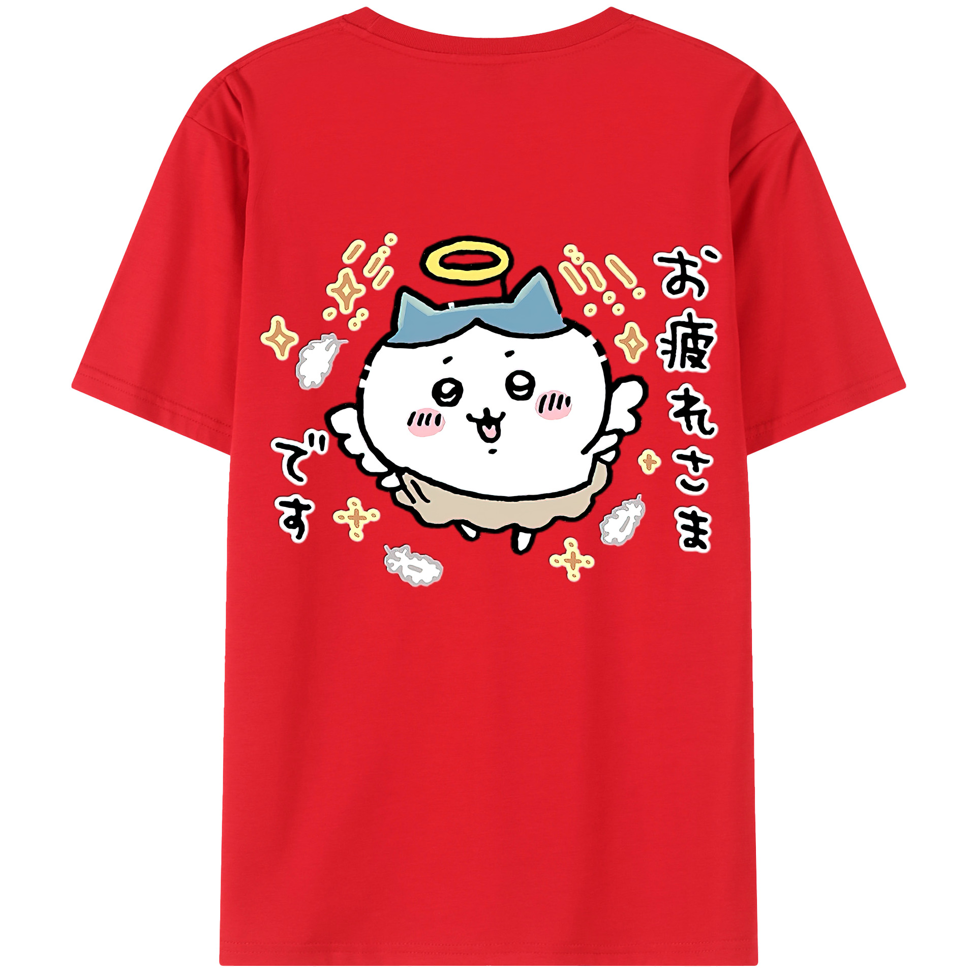 （画像用） ちいかわ ハチワレ Chii-kawa hachiware 綿100％ メンズ半袖Tシャツ（バックプリント） 通気性