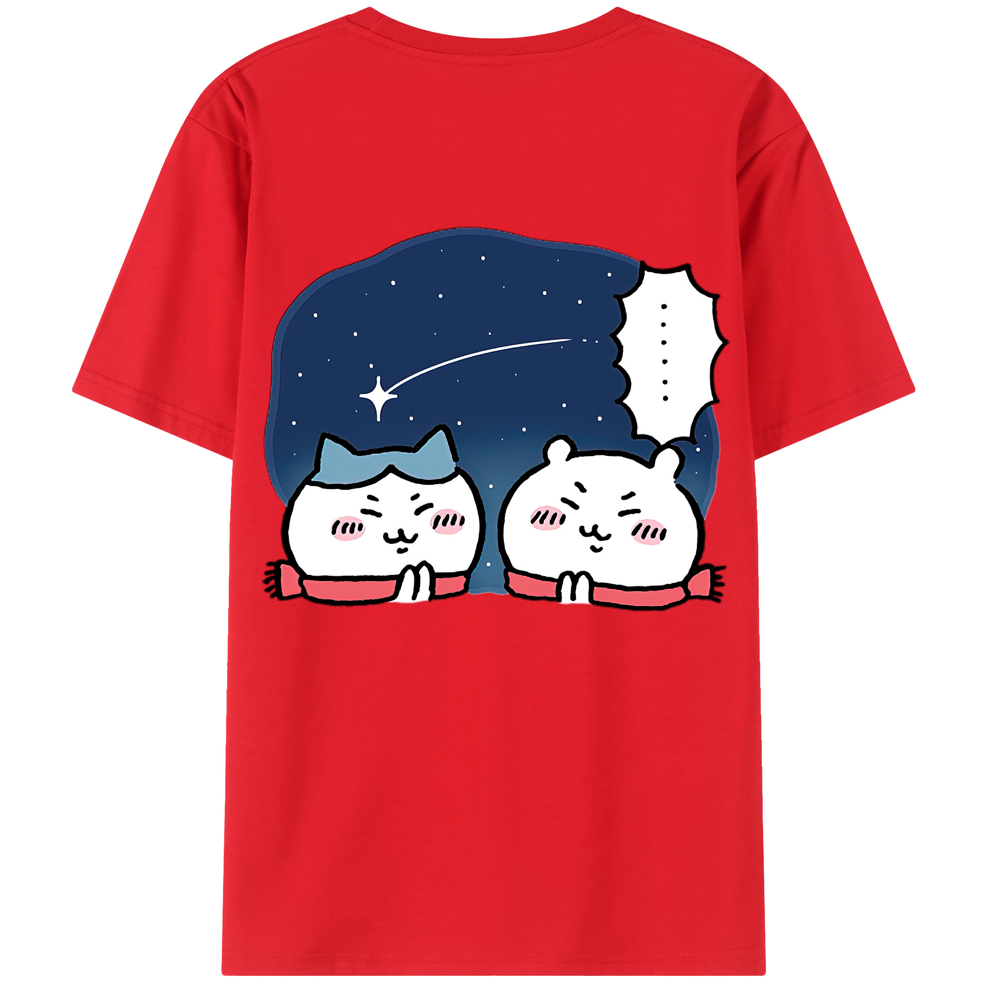 （画像用） ちいかわ ハチワレ Chii-kawa hachiware 綿100％ メンズ半袖Tシャツ（バックプリント） 通気性