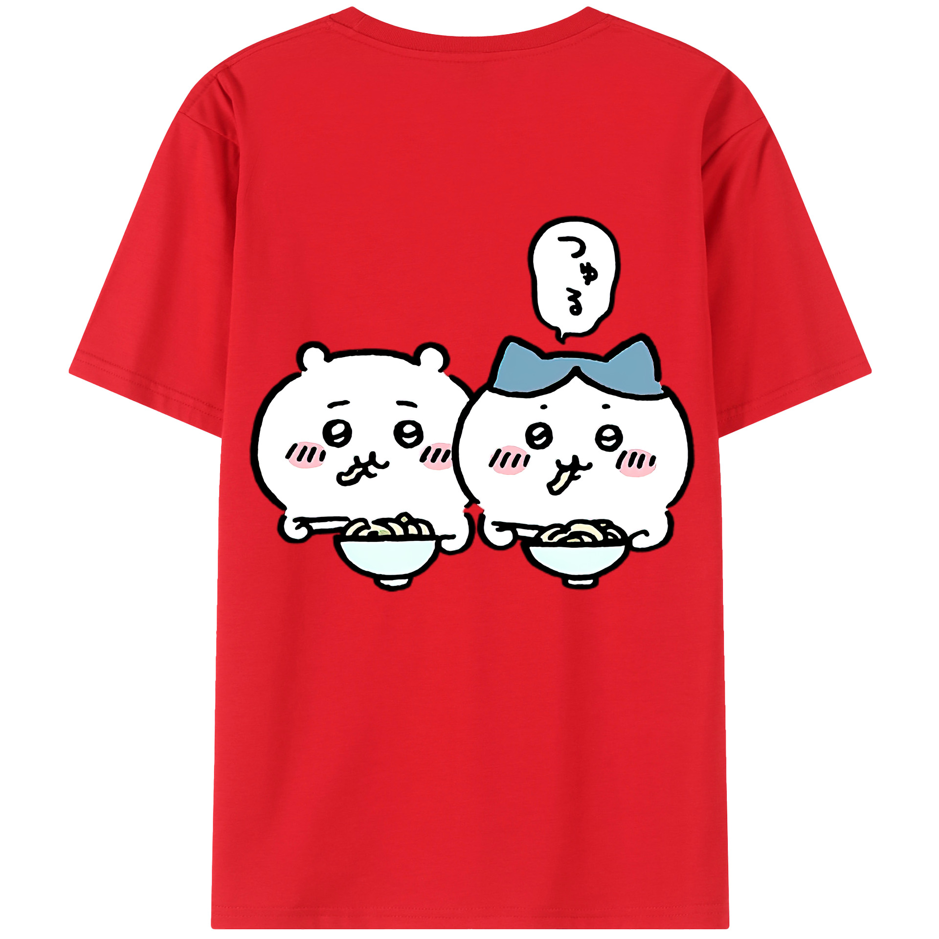 （画像用） ちいかわ ハチワレ Chii-kawa hachiware 綿100％ メンズ半袖Tシャツ（バックプリント） 通気性