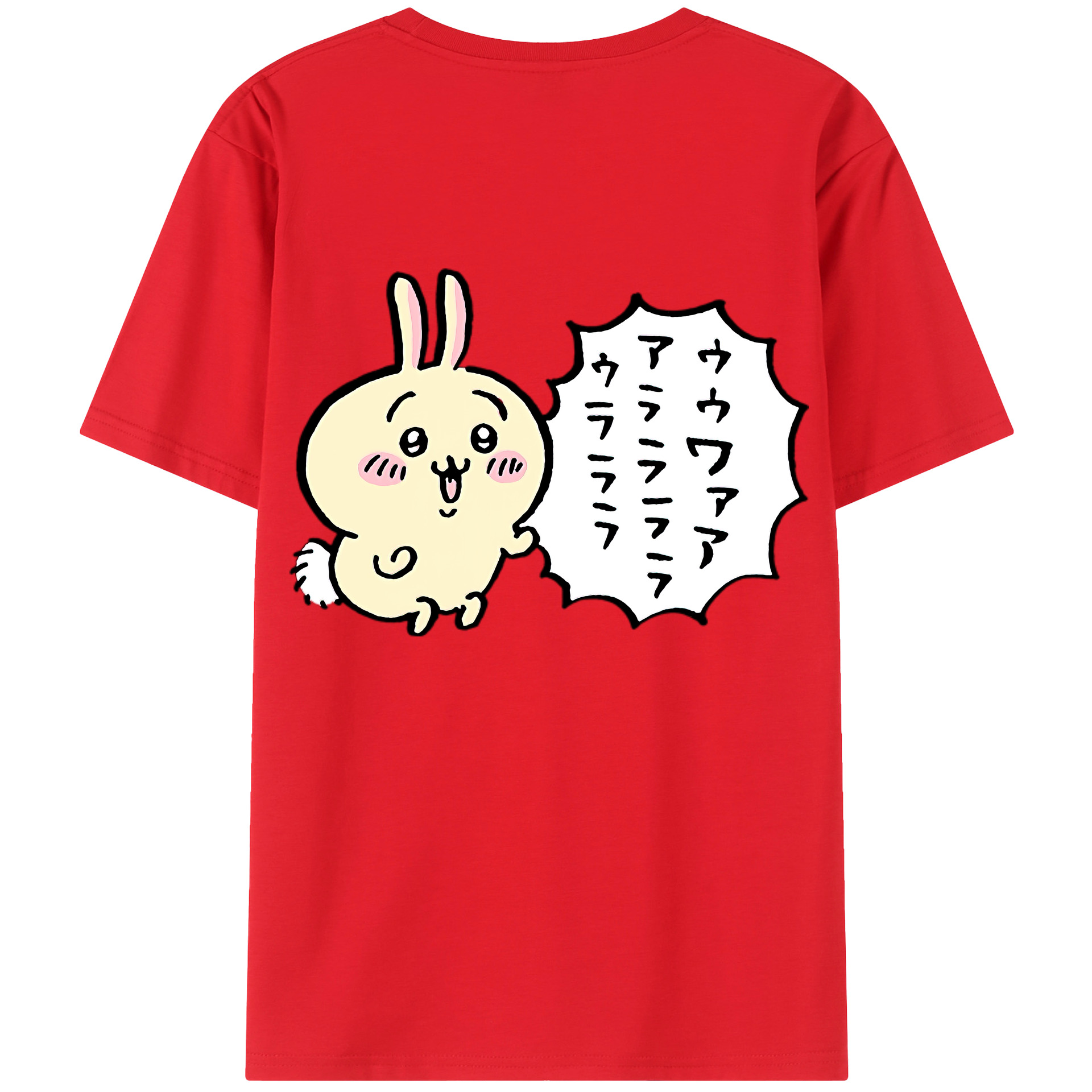 （画像用） ちいかわ うさぎ Chii-kawa usagi 綿100％ メンズ半袖Tシャツ（バックプリント） 通気性