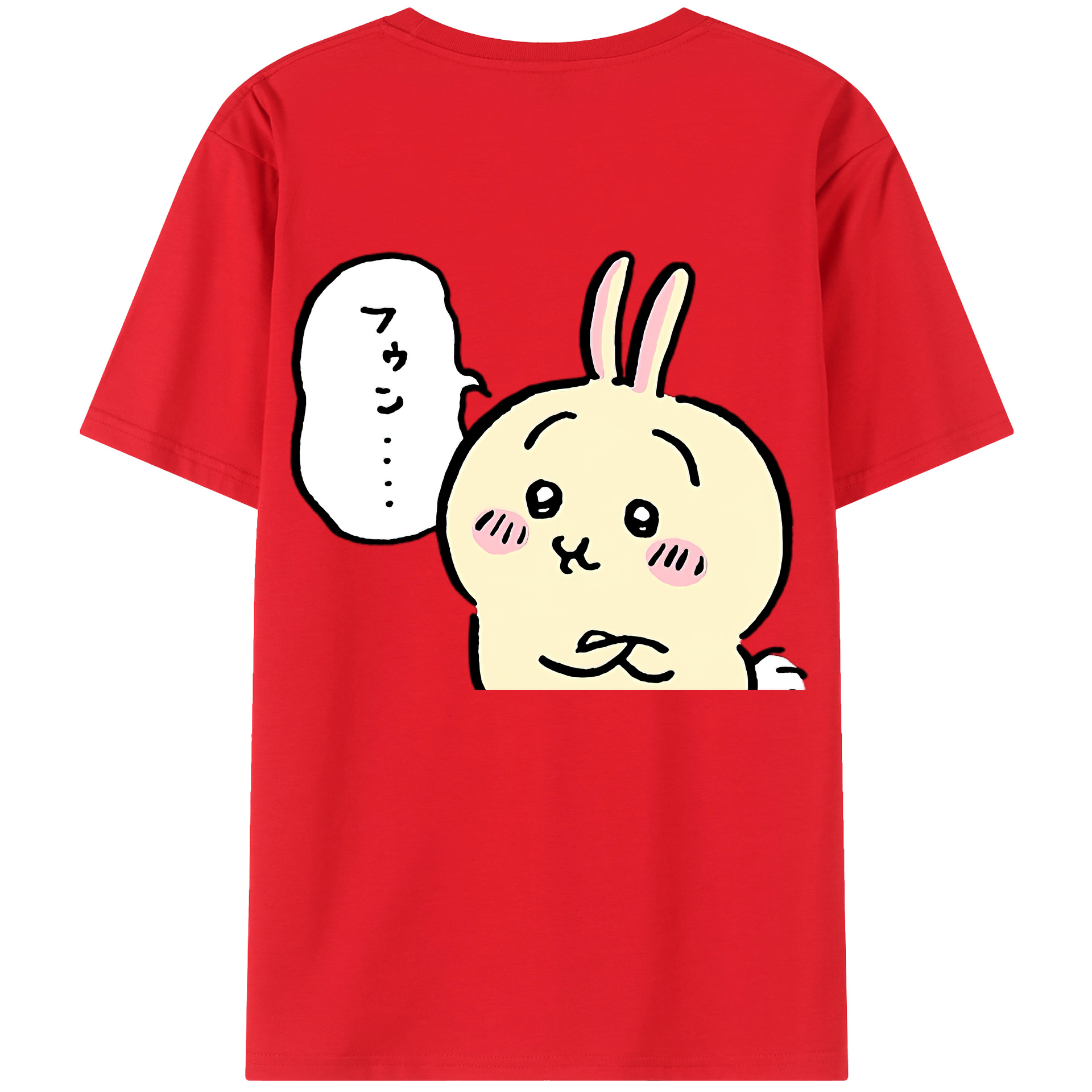 （画像用） ちいかわ うさぎ Chii-kawa usagi 綿100％ メンズ半袖Tシャツ（バックプリント） 通気性
