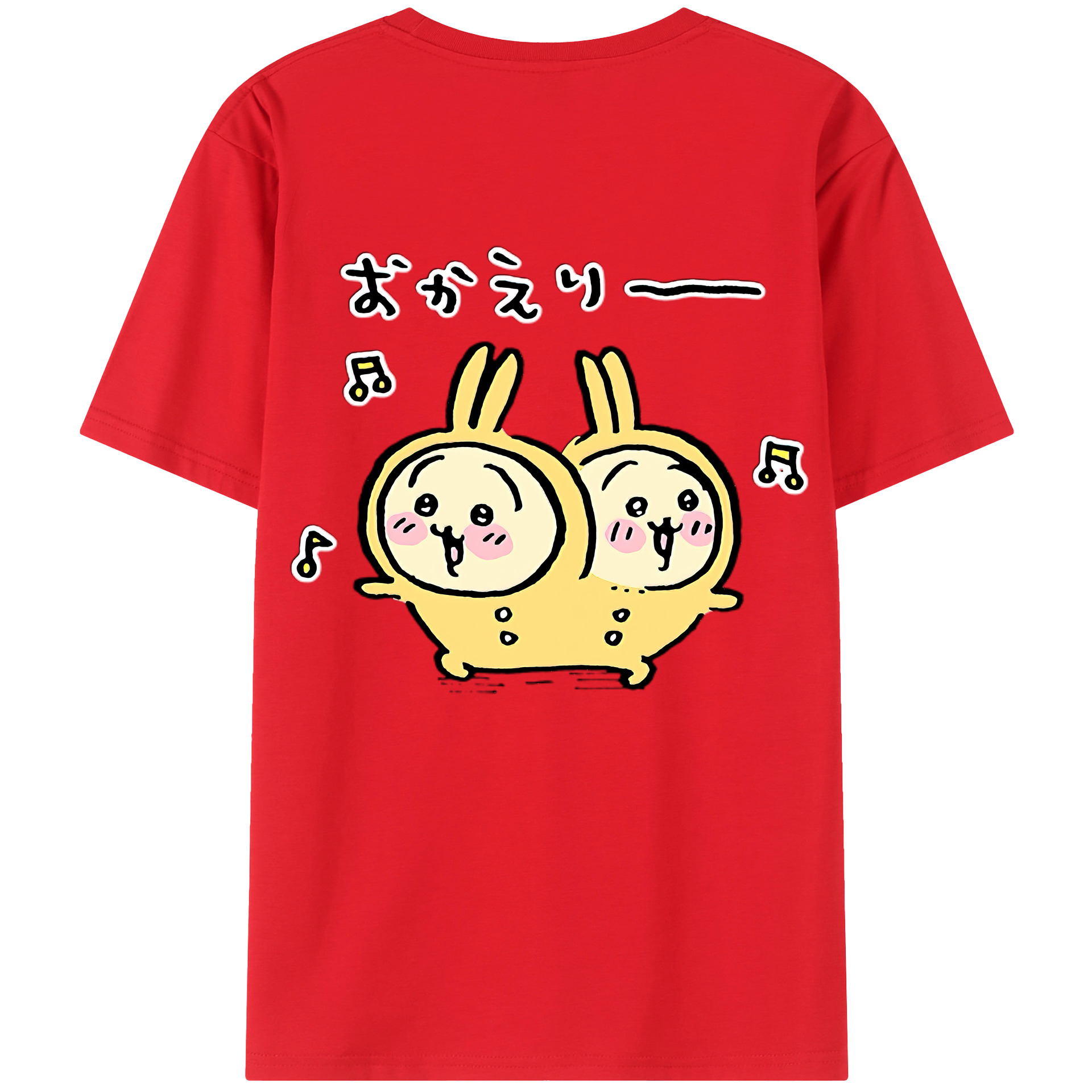 （画像用） ちいかわ うさぎ Chii-kawa usagi 綿100％ メンズ半袖Tシャツ（バックプリント） 通気性