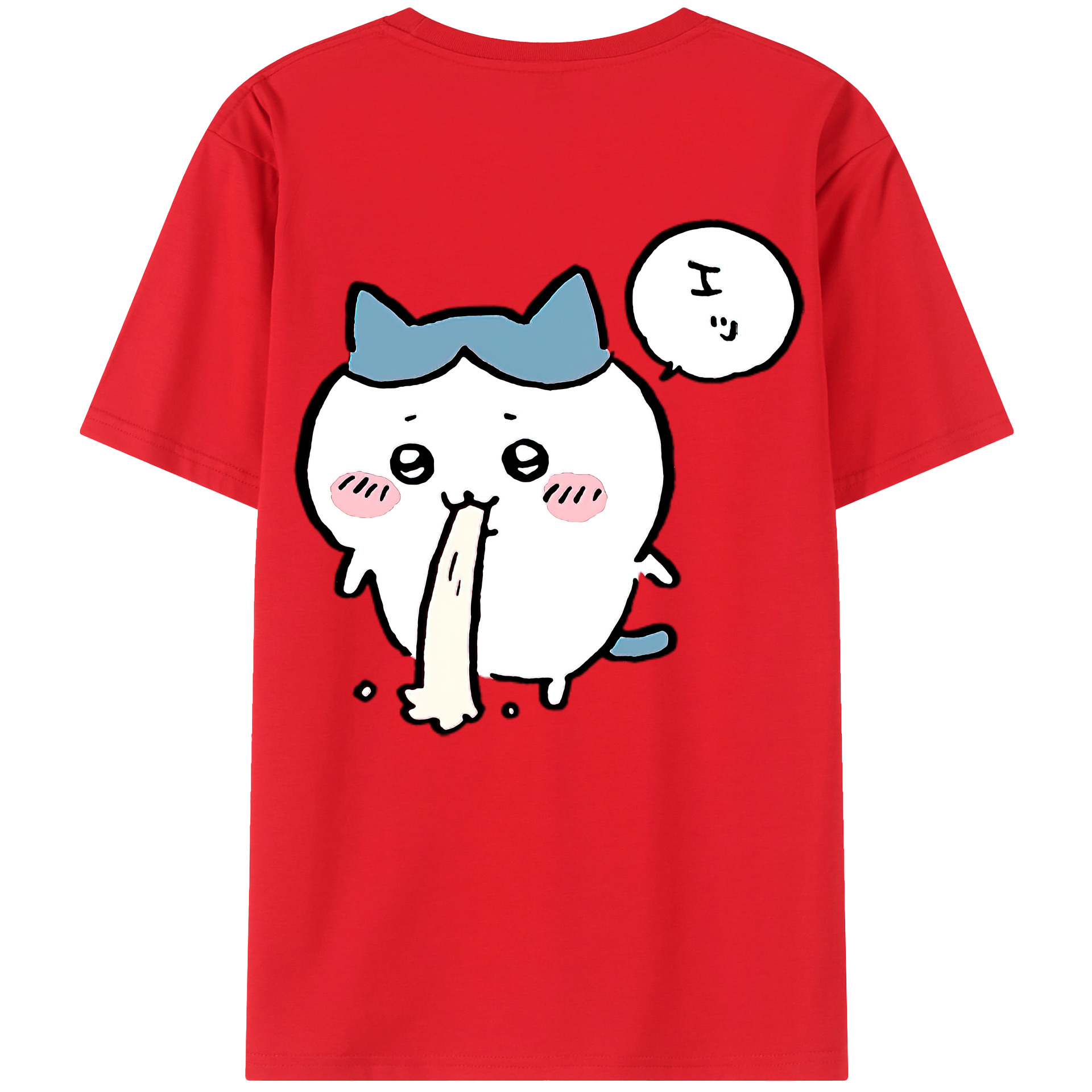 （画像用） ちいかわ ハチワレ Chii-kawa hachiware 綿100％ メンズ半袖Tシャツ（バックプリント） 通気性