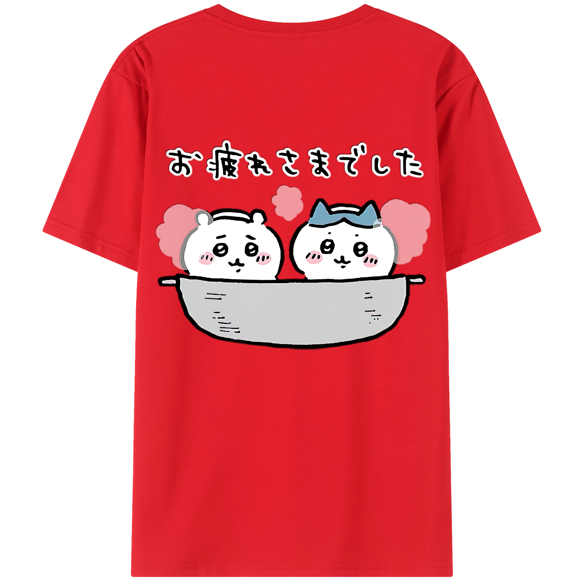（画像用） ちいかわ ハチワレ Chii-kawa hachiware 綿100％ メンズ半袖Tシャツ（バックプリント） 通気性