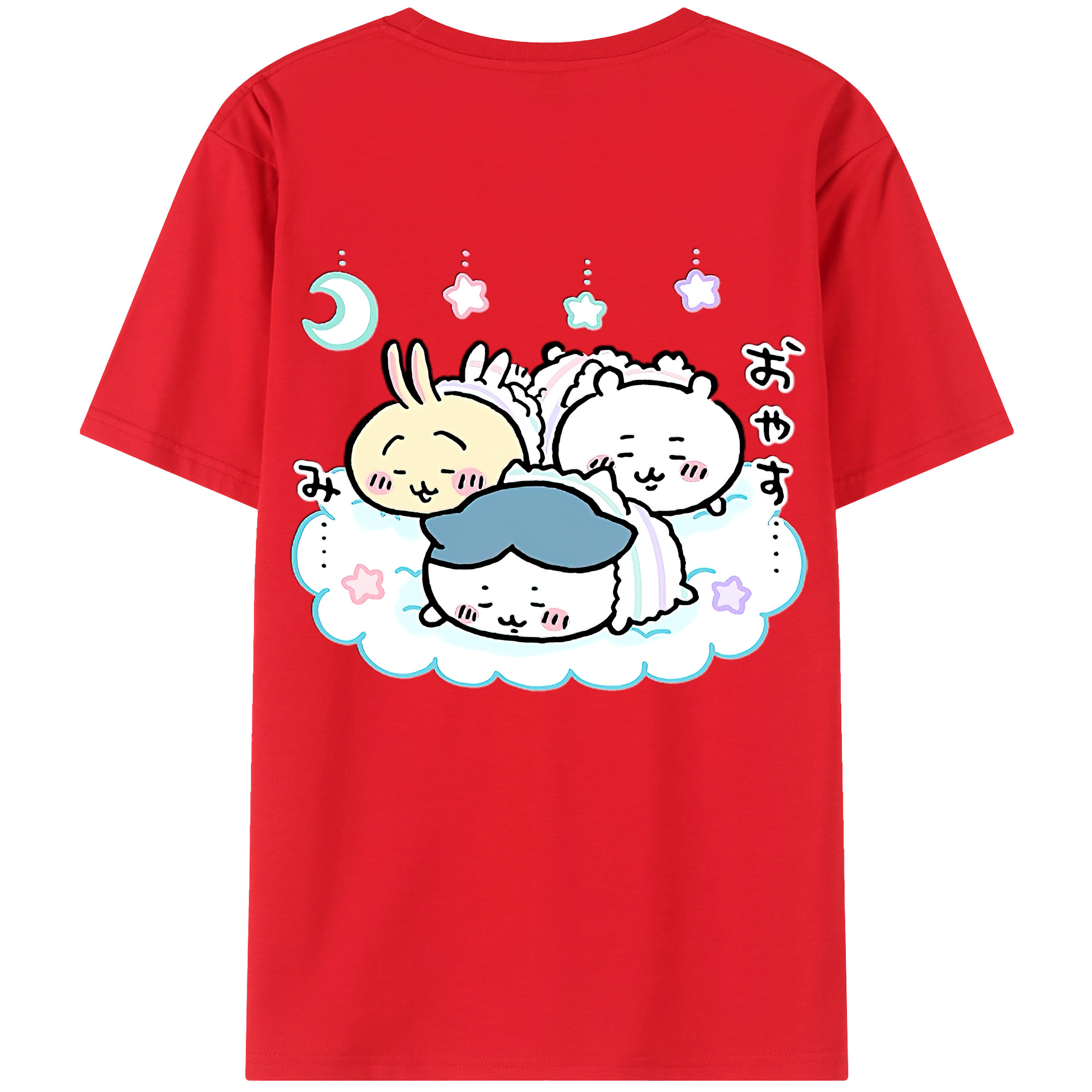 （画像用） ちいかわ ハチワレ Chii-kawa hachiware 綿100％ メンズ半袖Tシャツ（バックプリント） 通気性