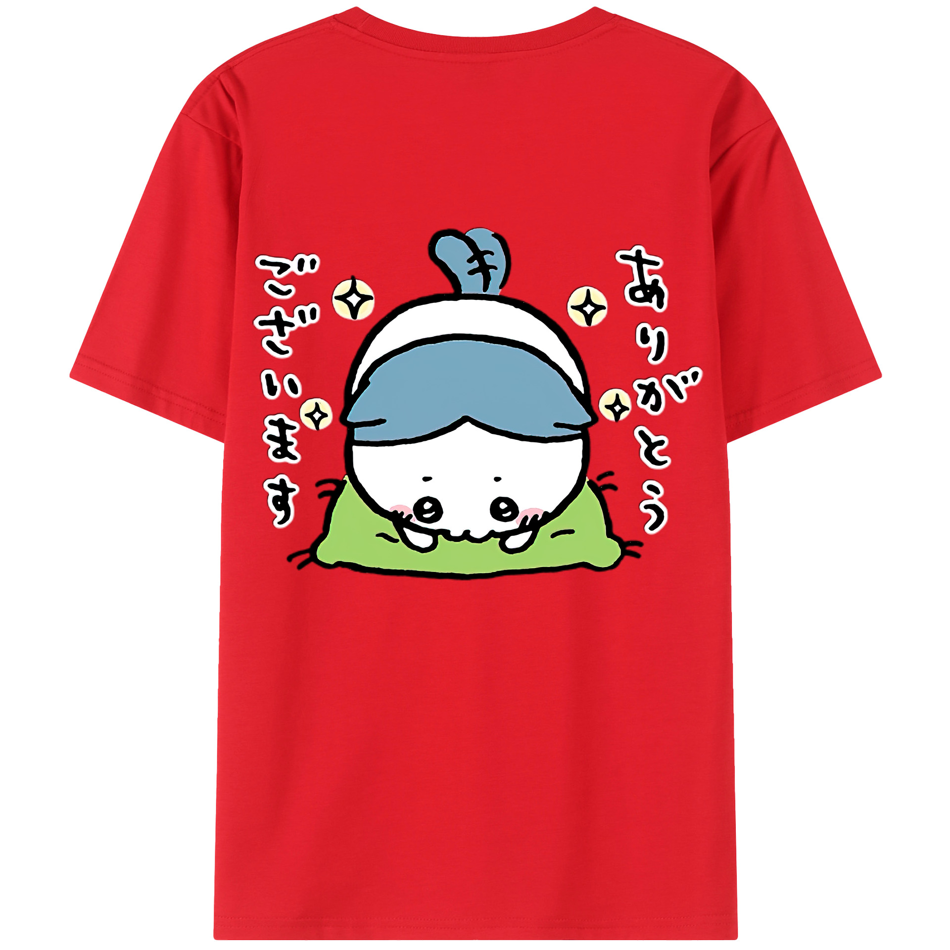 （画像用） ちいかわ ハチワレ Chii-kawa hachiware 綿100％ メンズ半袖Tシャツ（バックプリント） 通気性