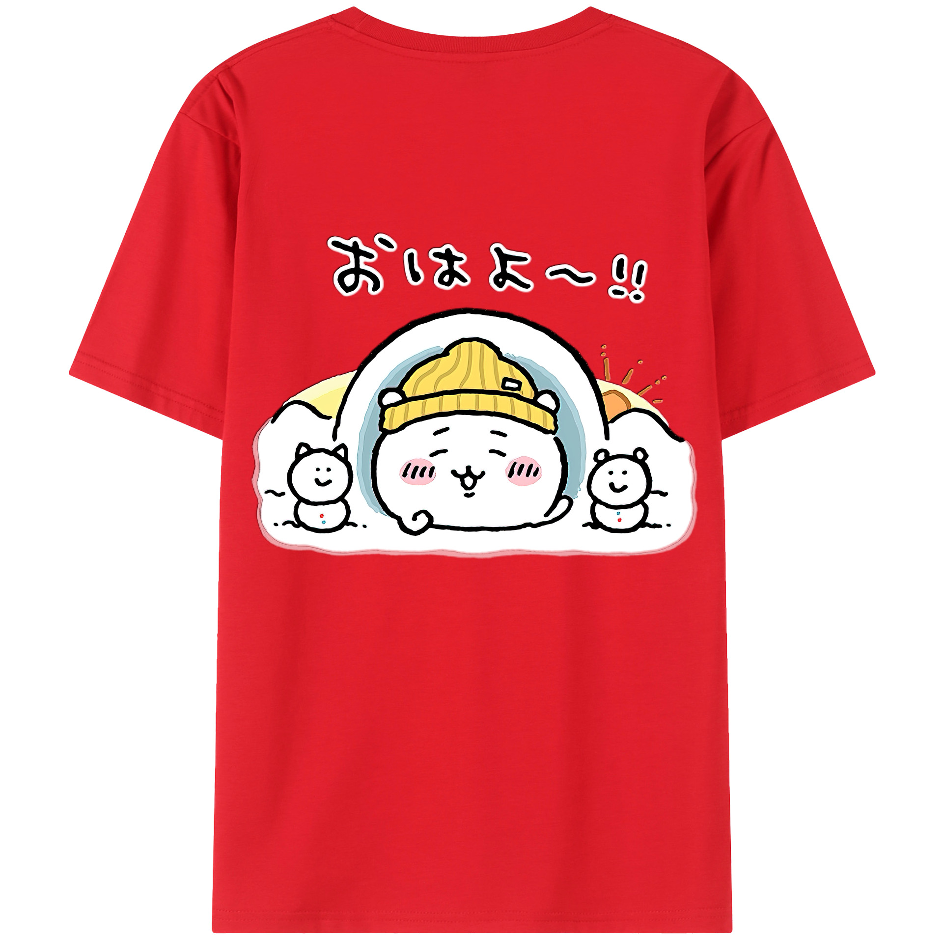 （画像用） ちいかわ ちいかわ Chii-kawa chiikawa 綿100％ メンズ半袖Tシャツ（バックプリント） 通気性