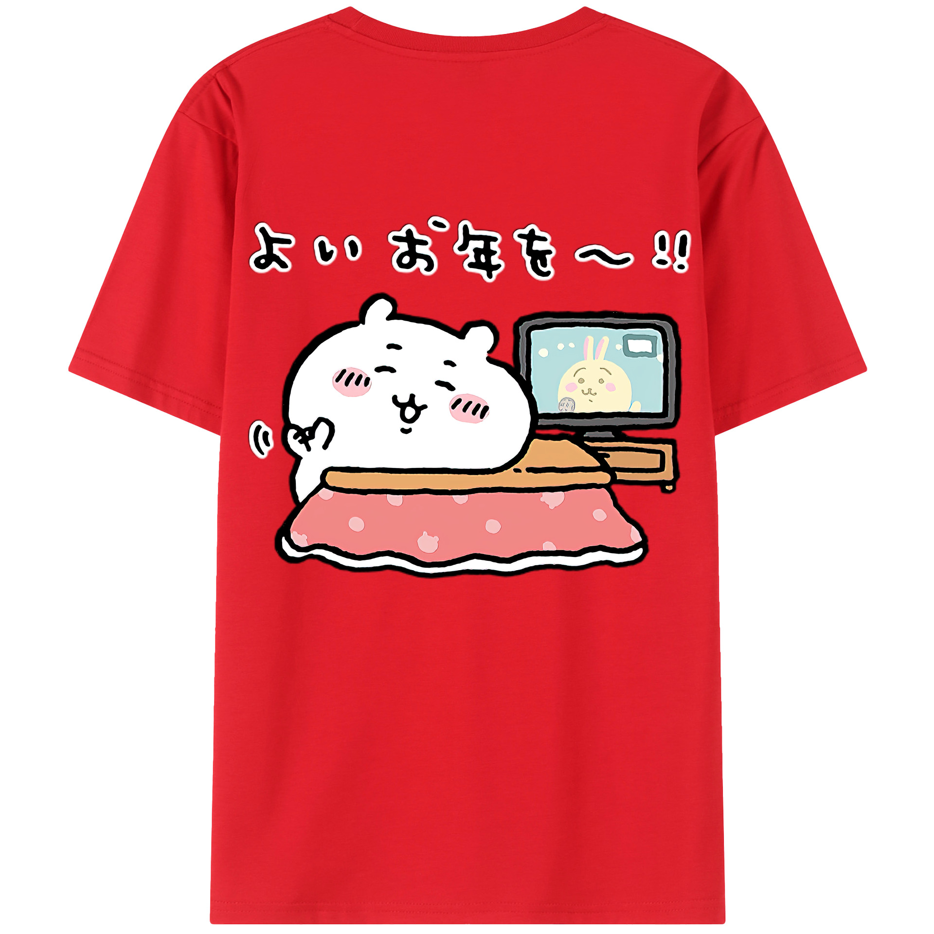 （画像用） ちいかわ ちいかわ Chii-kawa chiikawa 綿100％ メンズ半袖Tシャツ（バックプリント） 通気性