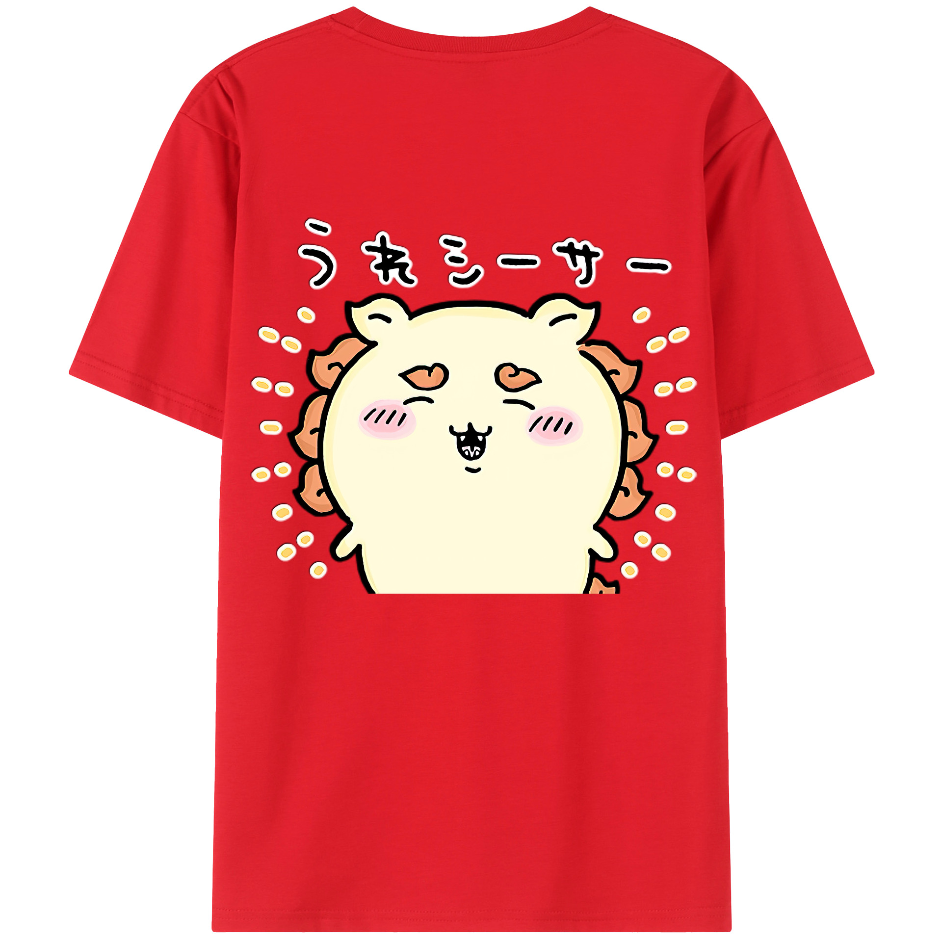 （画像用） ちいかわ シーサー Chii-kawa Shisa 綿100％ メンズ半袖Tシャツ（バックプリント） 通気性