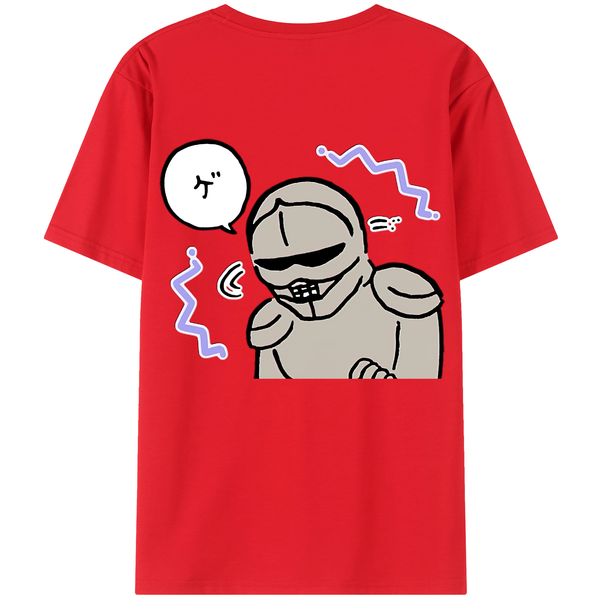 （画像用） ちいかわ 労働の鎧さん Chii-kawa Mr. Armor of Labor 綿100％ メンズ半袖Tシャツ（バックプリント） 通気性