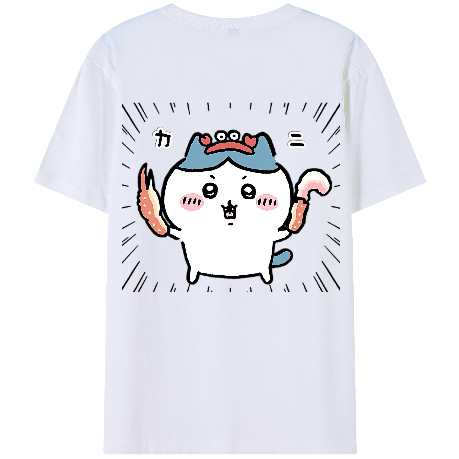 （画像用） ちいかわ ハチワレ Chii-kawa hachiware 綿100％ メンズ半袖Tシャツ（バックプリント） 通気性