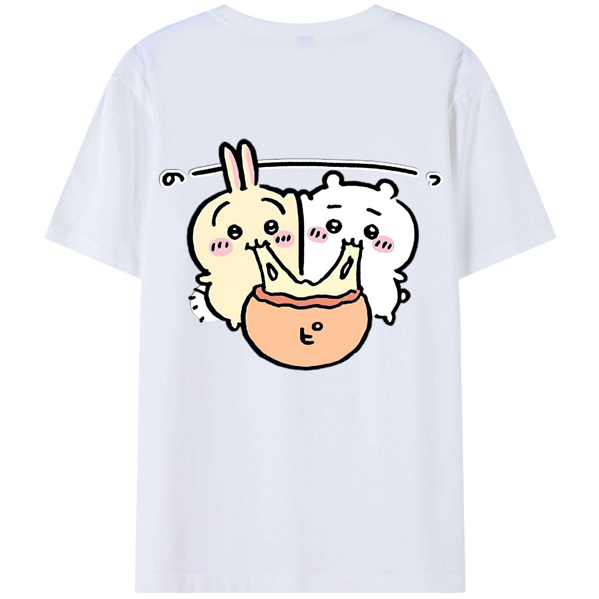 （画像用） ちいかわ うさぎ Chii-kawa usagi 綿100％ メンズ半袖Tシャツ（バックプリント） 通気性