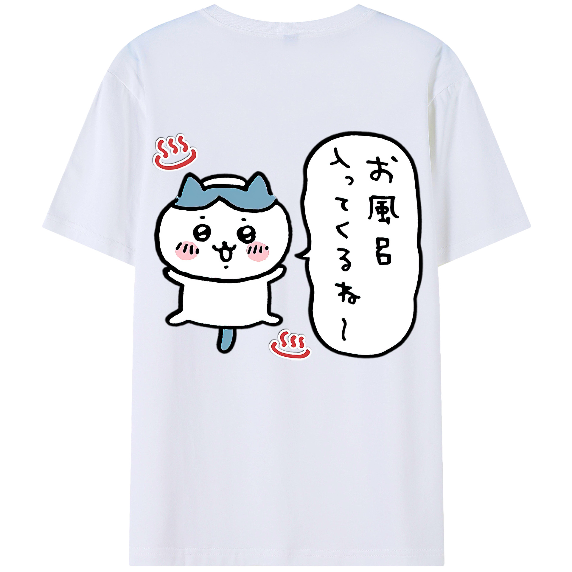 （画像用） ちいかわ ハチワレ Chii-kawa hachiware 綿100％ メンズ半袖Tシャツ（バックプリント） 通気性