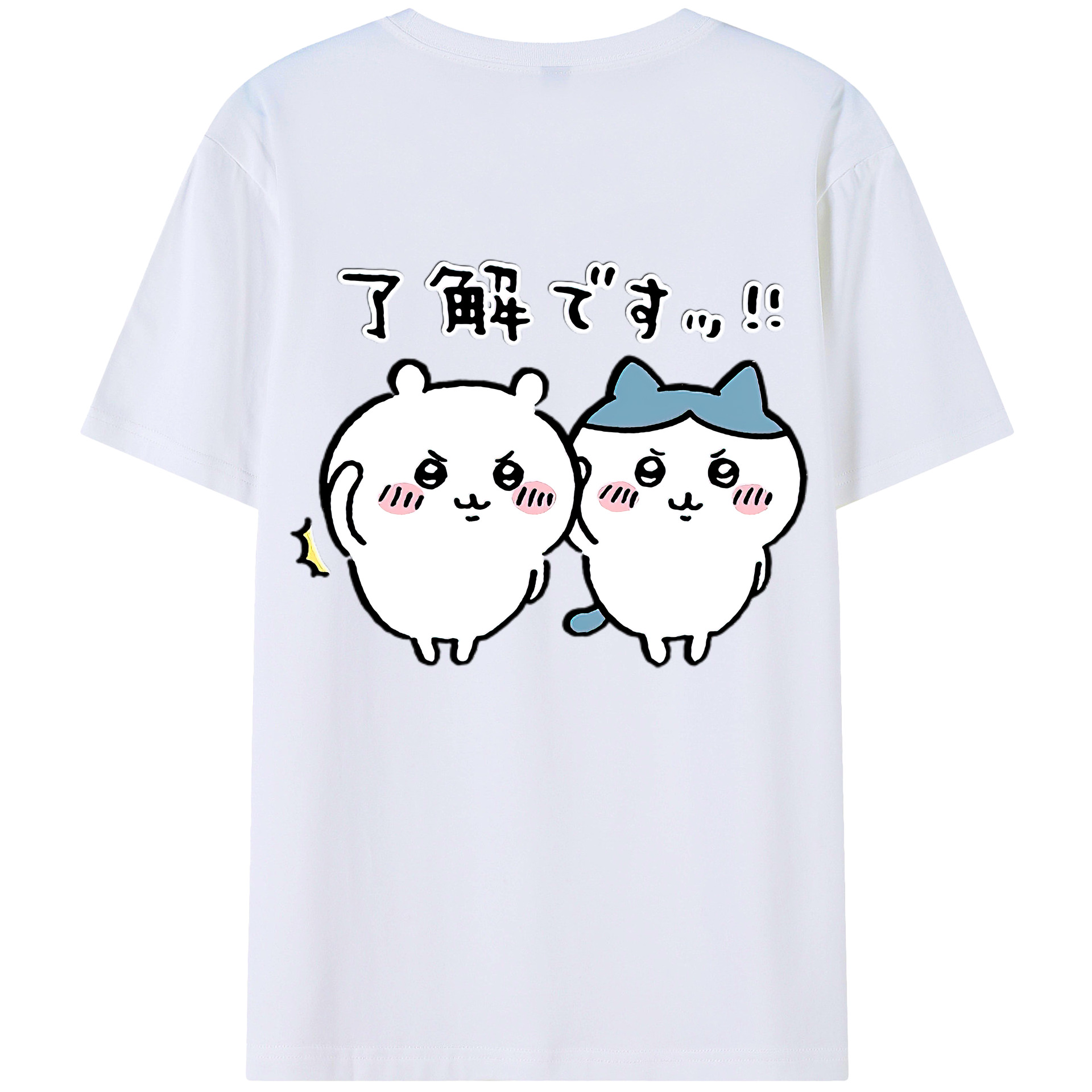（画像用） ちいかわ ハチワレ Chii-kawa hachiware 綿100％ メンズ半袖Tシャツ（バックプリント） 通気性