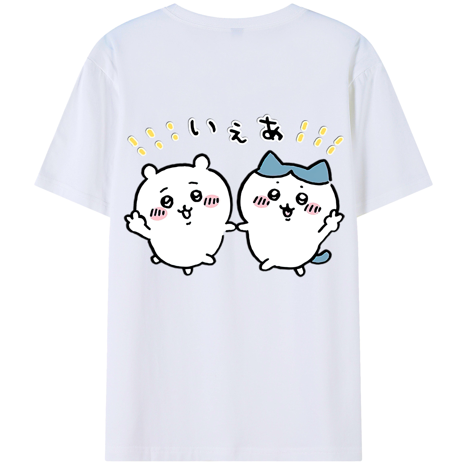 （画像用） ちいかわ ハチワレ Chii-kawa hachiware 綿100％ メンズ半袖Tシャツ（バックプリント） 通気性