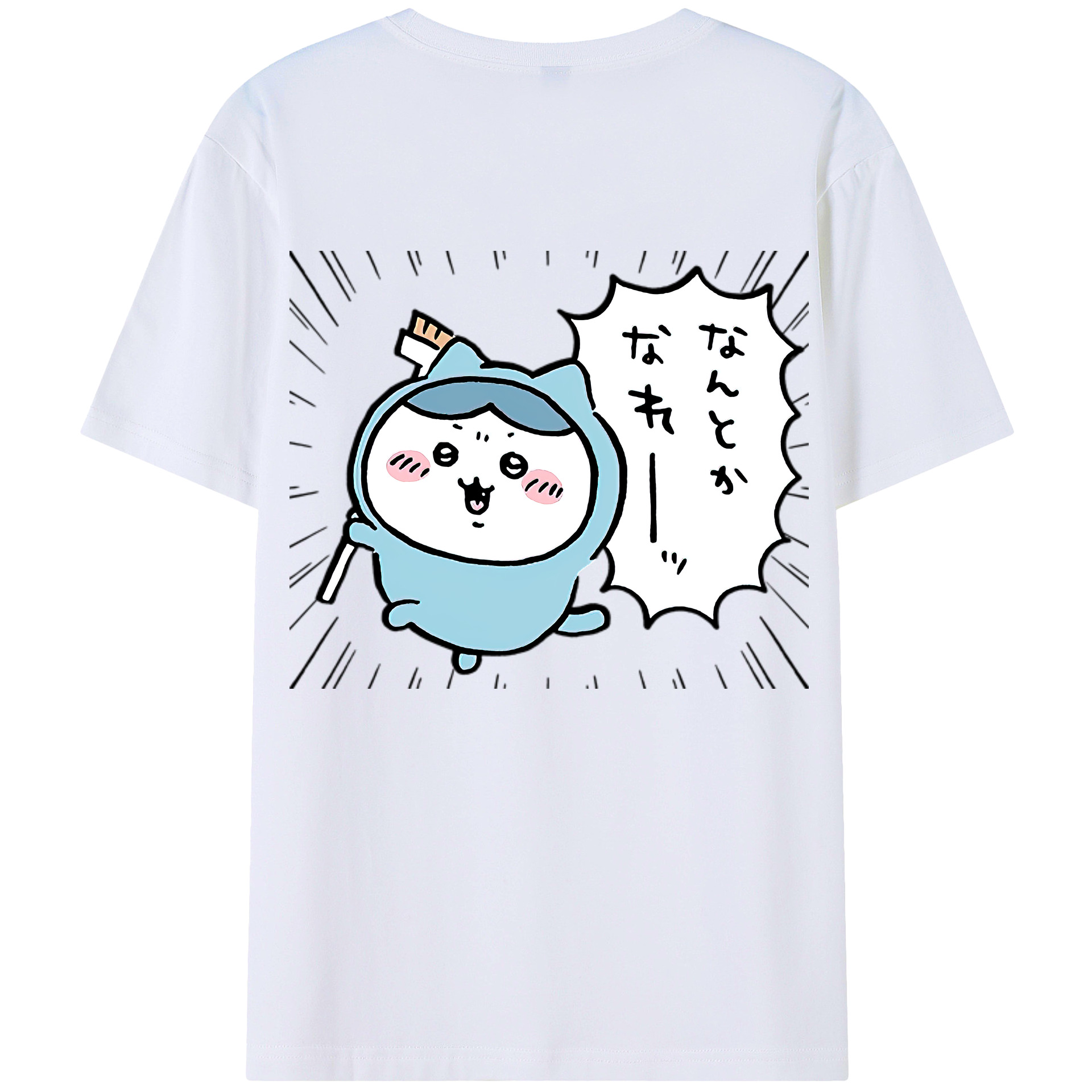 （画像用） ちいかわ ハチワレ Chii-kawa hachiware 綿100％ メンズ半袖Tシャツ（バックプリント） 通気性