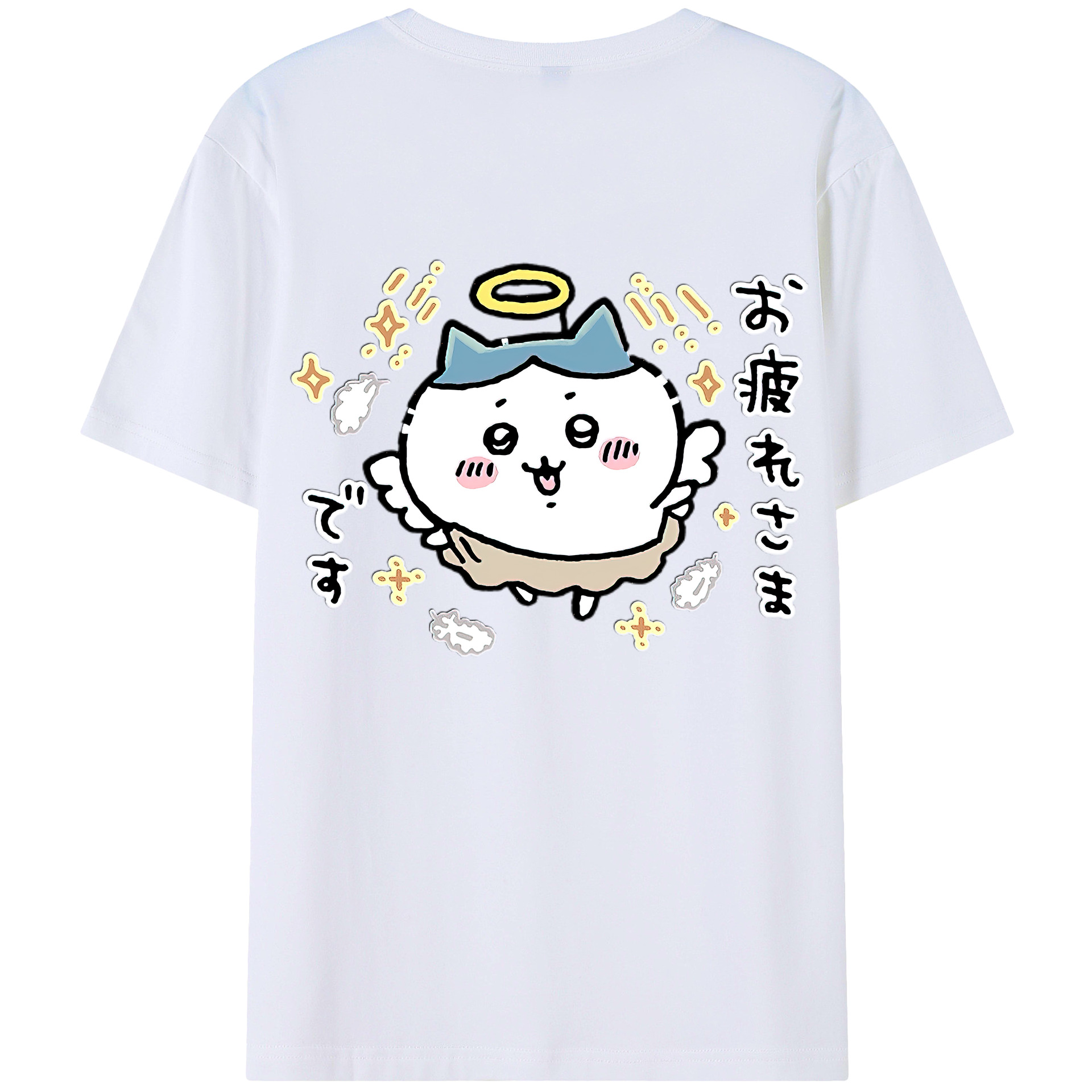 （画像用） ちいかわ ハチワレ Chii-kawa hachiware 綿100％ メンズ半袖Tシャツ（バックプリント） 通気性