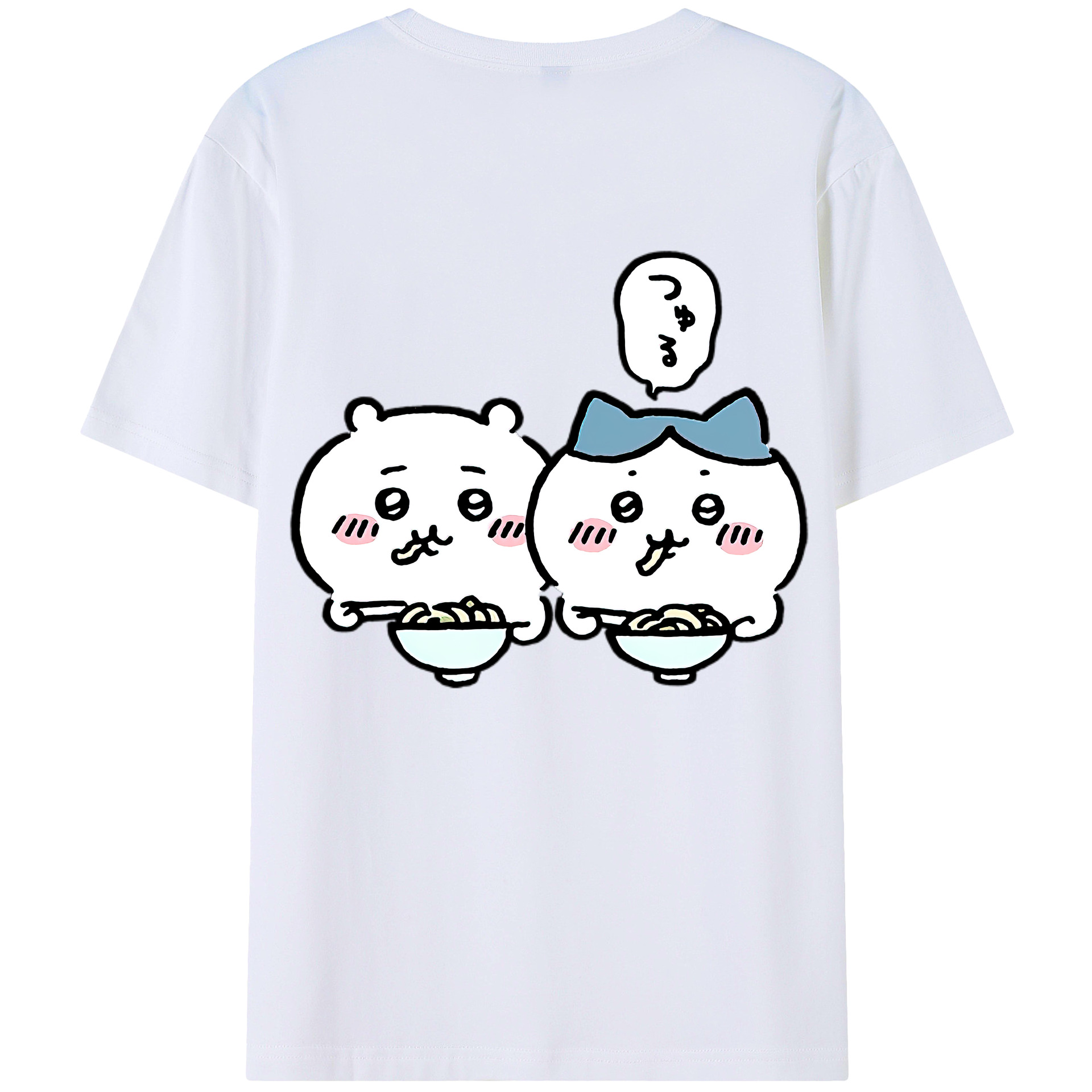 （画像用） ちいかわ ハチワレ Chii-kawa hachiware 綿100％ メンズ半袖Tシャツ（バックプリント） 通気性
