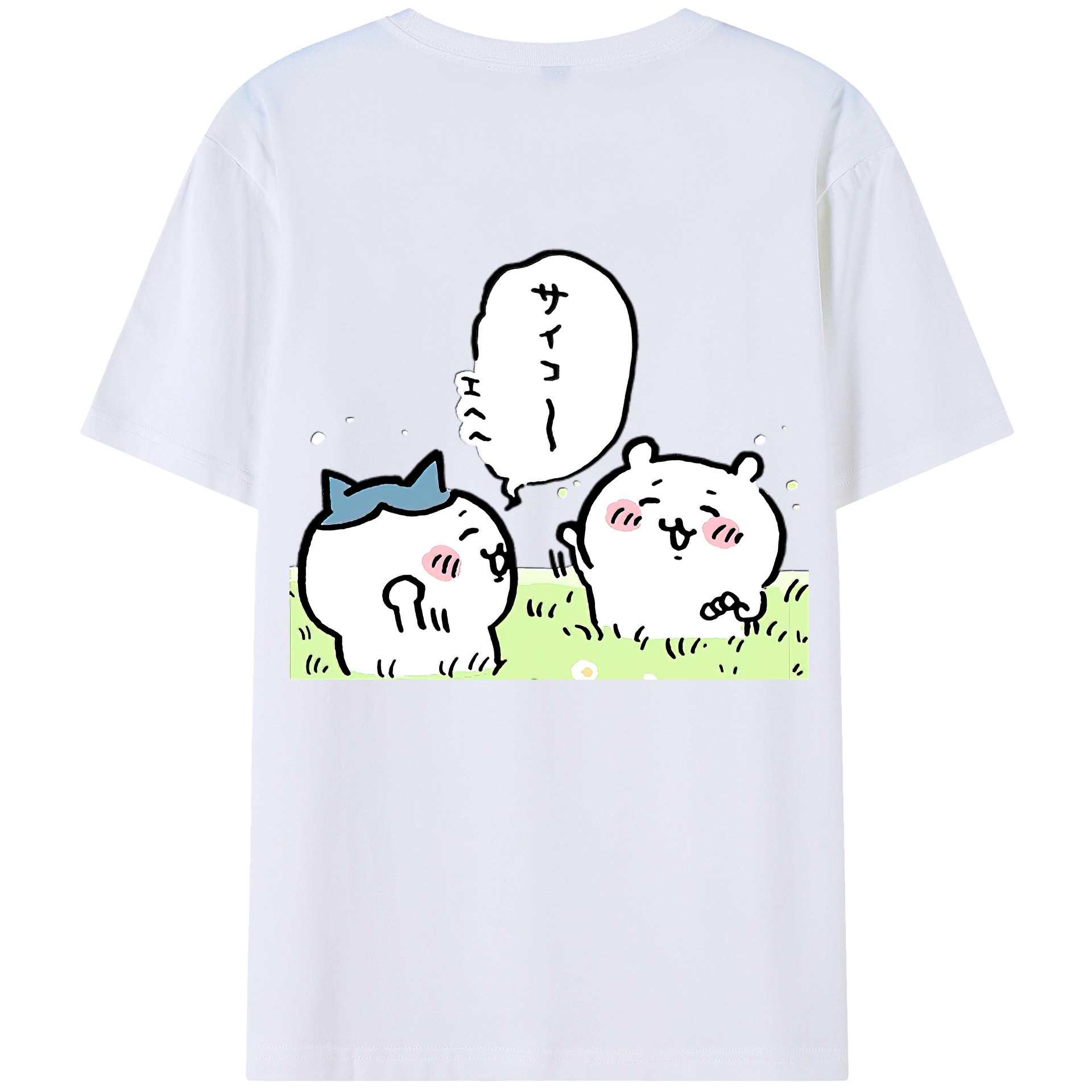 （画像用） ちいかわ ちいかわ Chii-kawa chiikawa 綿100％ メンズ半袖Tシャツ（バックプリント） 通気性