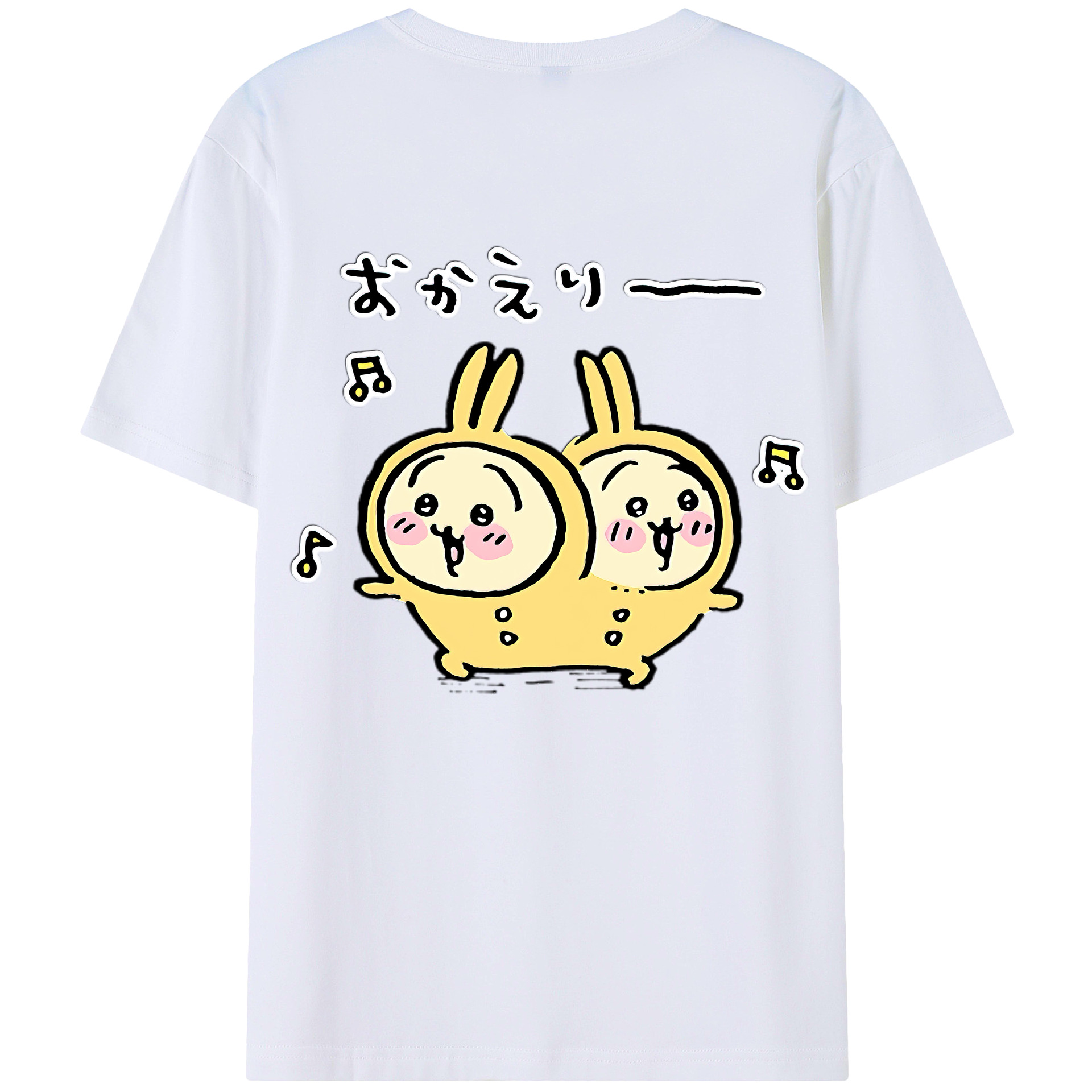 （画像用） ちいかわ うさぎ Chii-kawa usagi 綿100％ メンズ半袖Tシャツ（バックプリント） 通気性