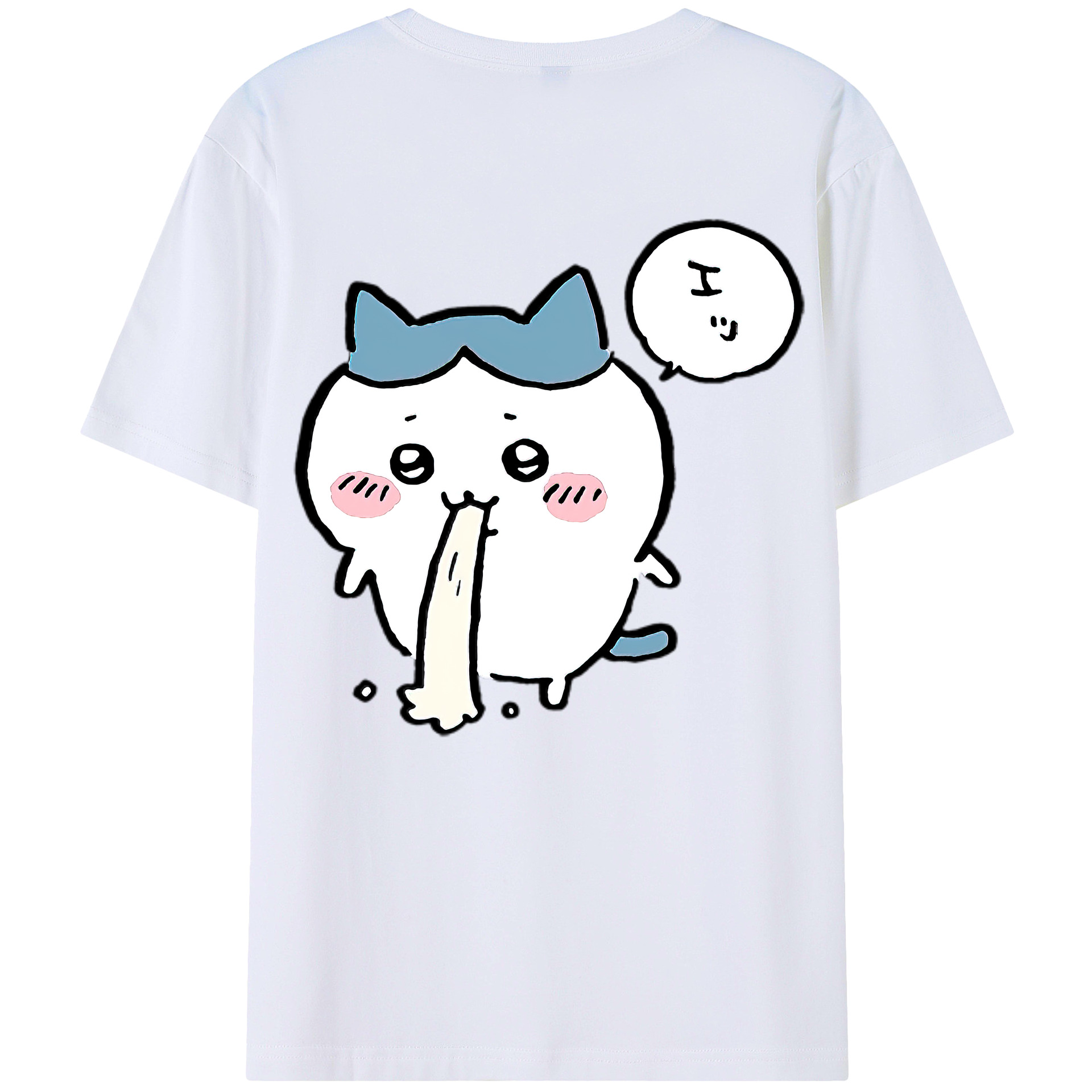 （画像用） ちいかわ ハチワレ Chii-kawa hachiware 綿100％ メンズ半袖Tシャツ（バックプリント） 通気性