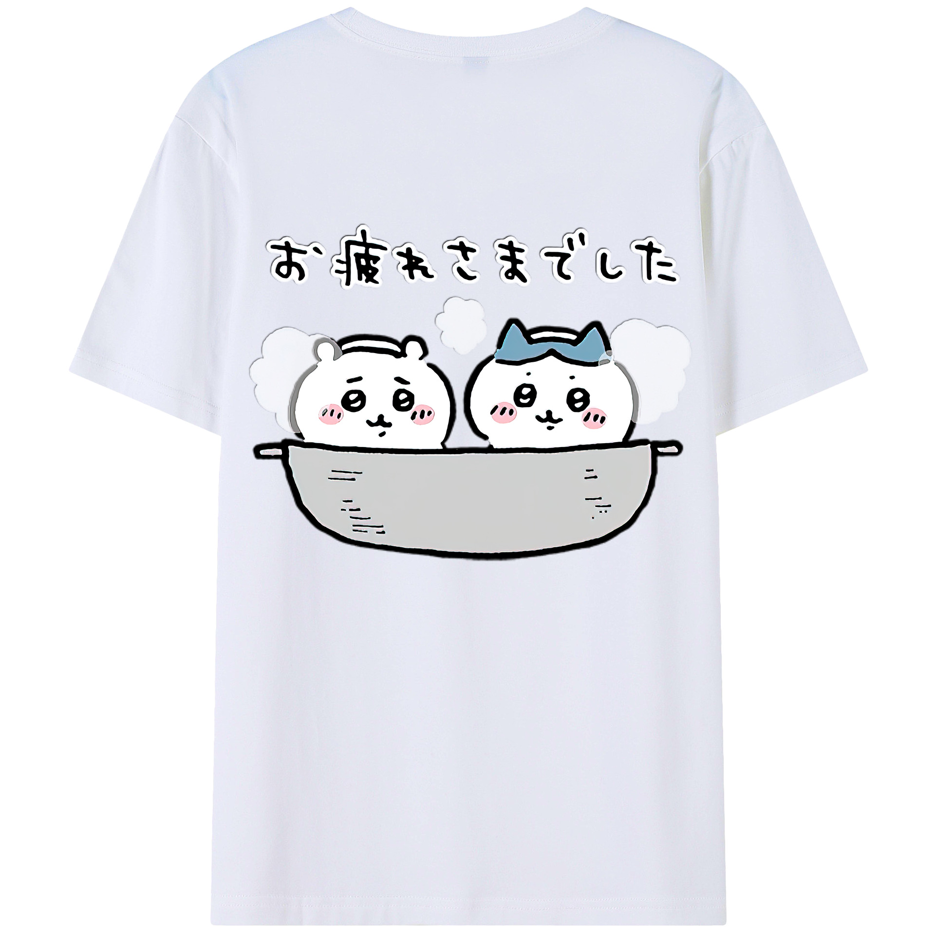 （画像用） ちいかわ ハチワレ Chii-kawa hachiware 綿100％ メンズ半袖Tシャツ（バックプリント） 通気性
