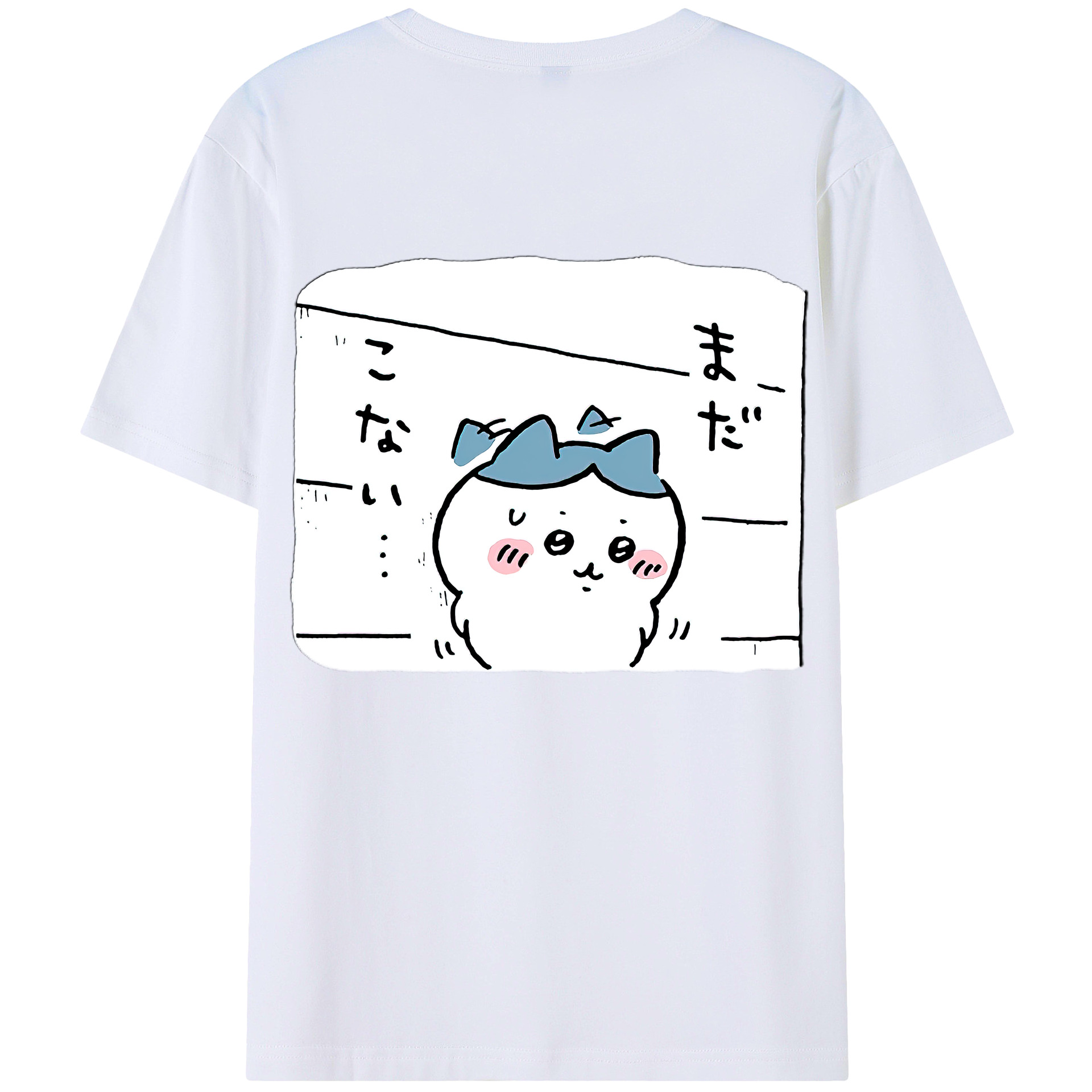 （画像用） ちいかわ ハチワレ Chii-kawa hachiware 綿100％ メンズ半袖Tシャツ（バックプリント） 通気性