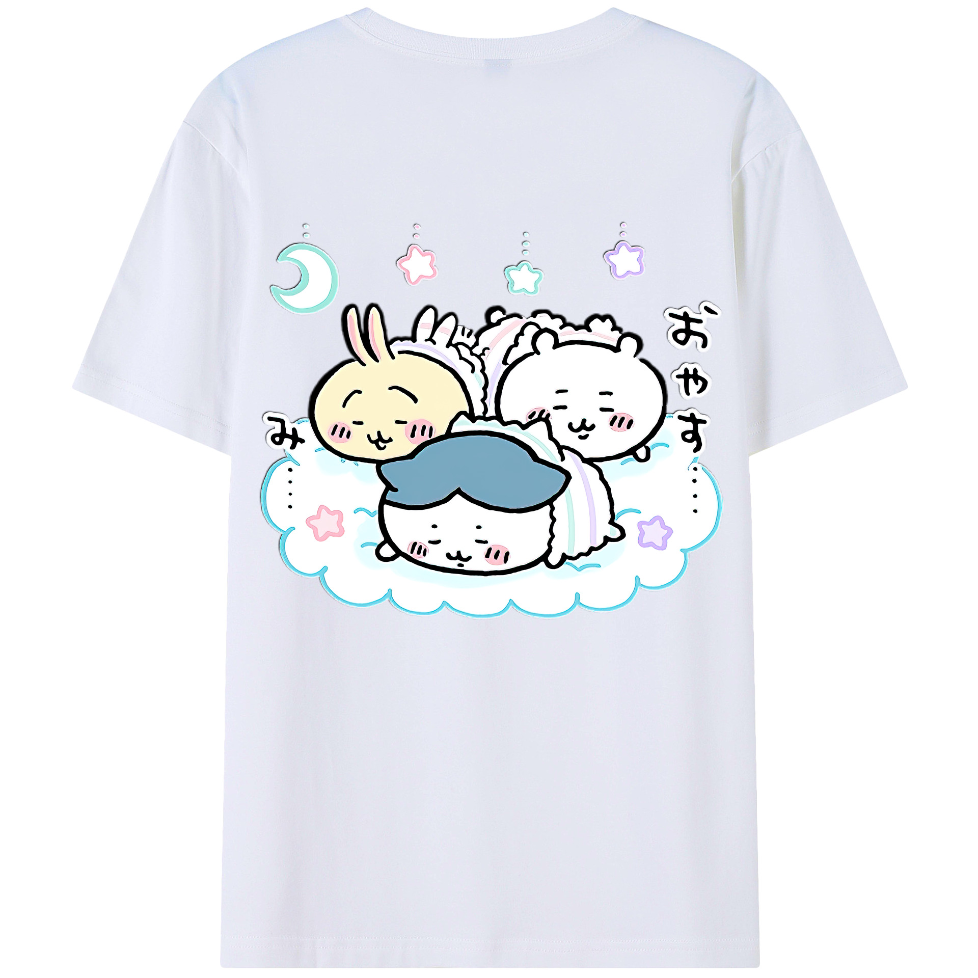（画像用） ちいかわ ハチワレ Chii-kawa hachiware 綿100％ メンズ半袖Tシャツ（バックプリント） 通気性