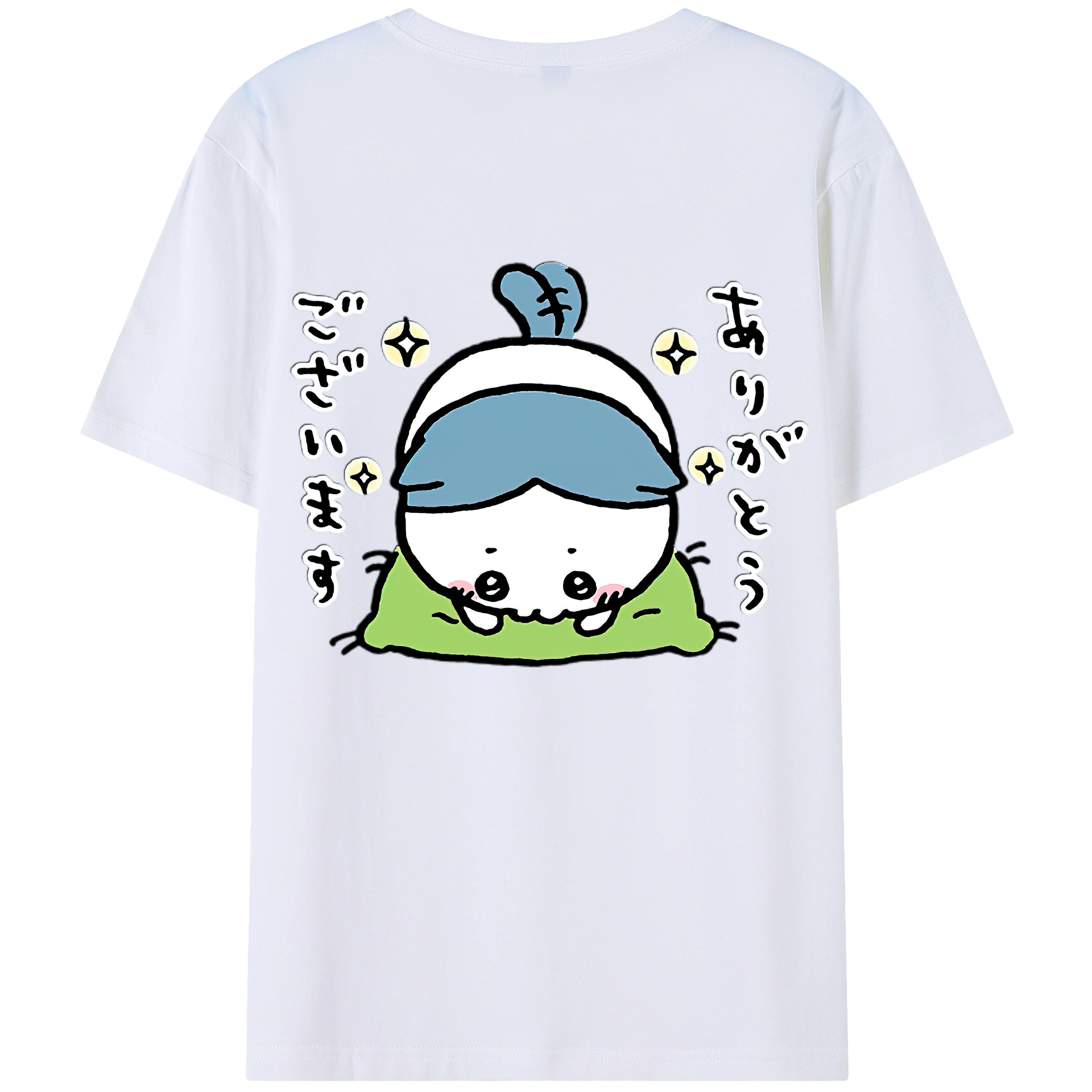 （画像用） ちいかわ ハチワレ Chii-kawa hachiware 綿100％ メンズ半袖Tシャツ（バックプリント） 通気性