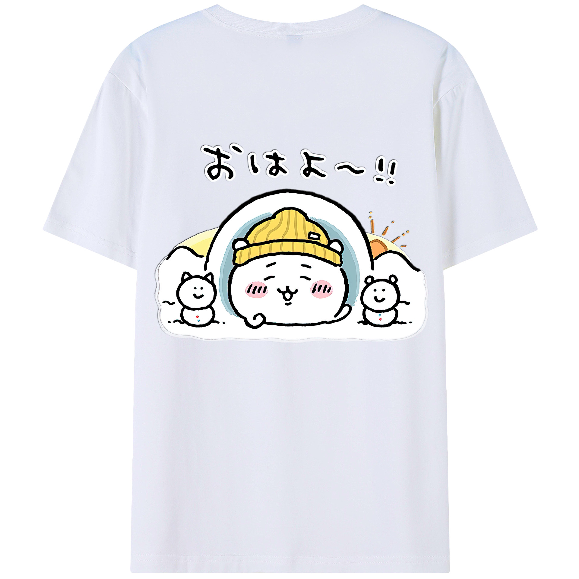 （画像用） ちいかわ ちいかわ Chii-kawa chiikawa 綿100％ メンズ半袖Tシャツ（バックプリント） 通気性