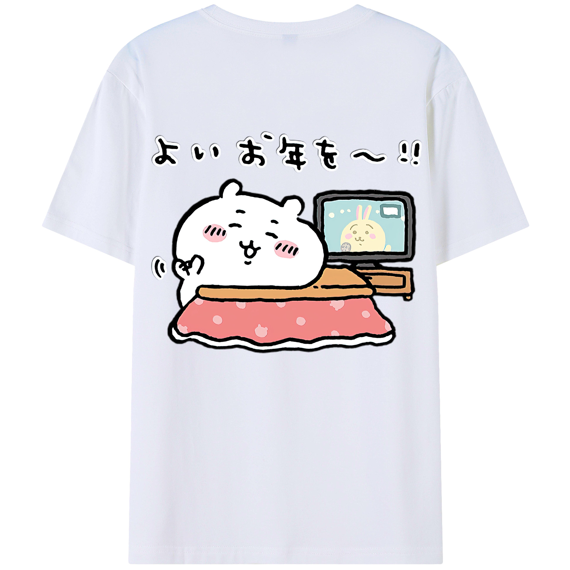（画像用） ちいかわ ちいかわ Chii-kawa chiikawa 綿100％ メンズ半袖Tシャツ（バックプリント） 通気性