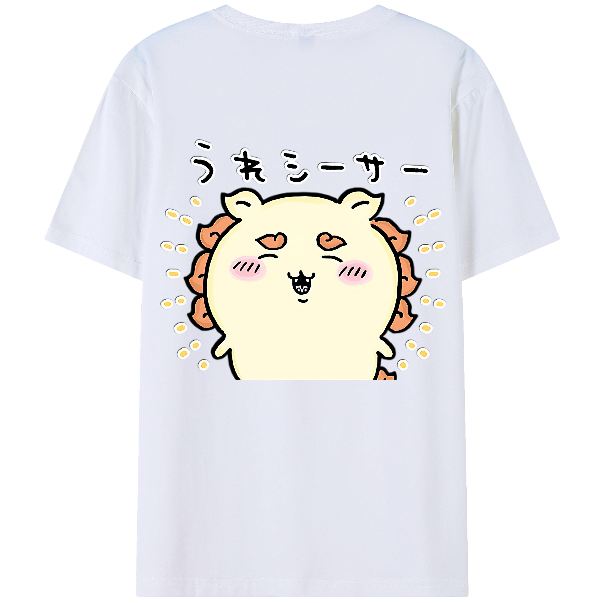 （画像用） ちいかわ シーサー Chii-kawa Shisa 綿100％ メンズ半袖Tシャツ（バックプリント） 通気性