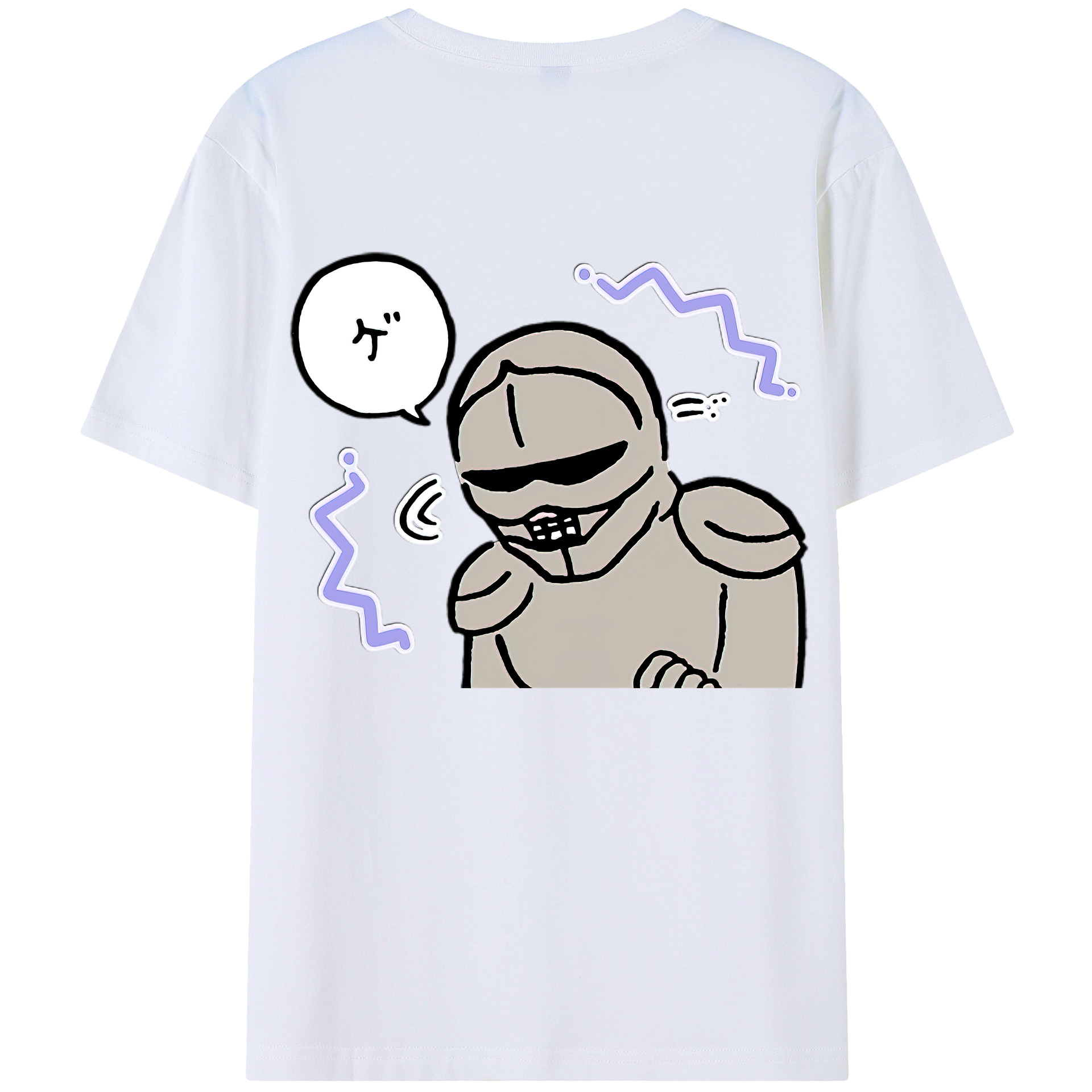 （画像用） ちいかわ 労働の鎧さん Chii-kawa Mr. Armor of Labor 綿100％ メンズ半袖Tシャツ（バックプリント） 通気性