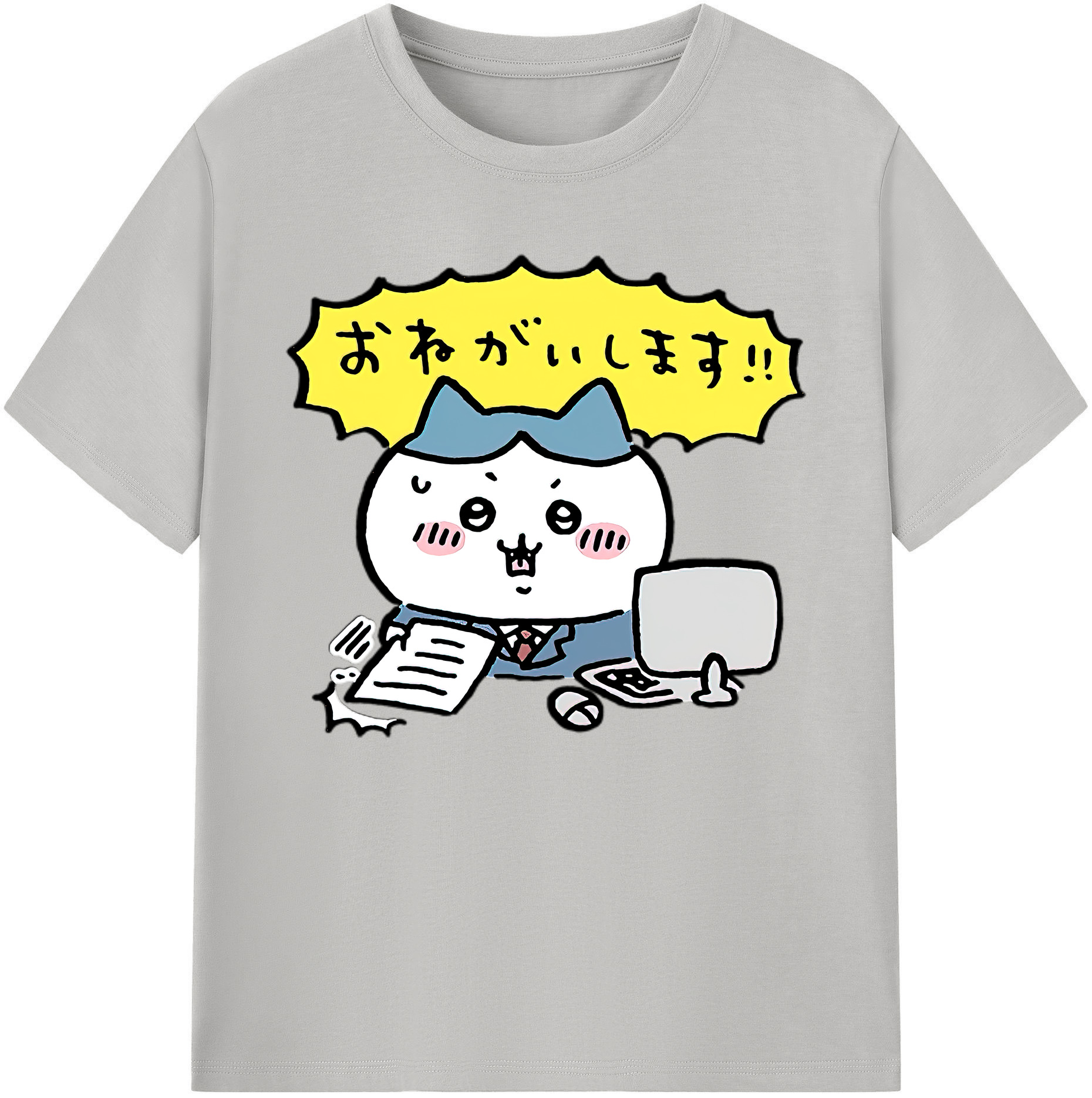 （画像用） ちいかわ ハチワレ Chii-kawa hachiware 綿100％ メンズ半袖Tシャツ｜肌触りやわらか＆通気性
