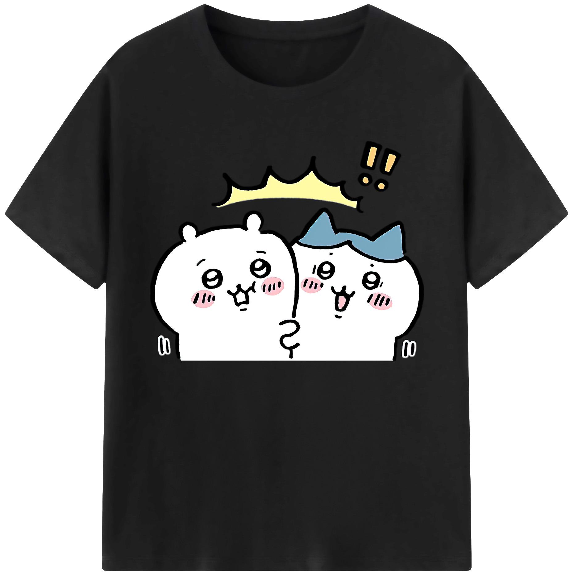 （画像用） ちいかわ ハチワレ Chii-kawa hachiware 綿100％ メンズ半袖Tシャツ｜肌触りやわらか＆通気性