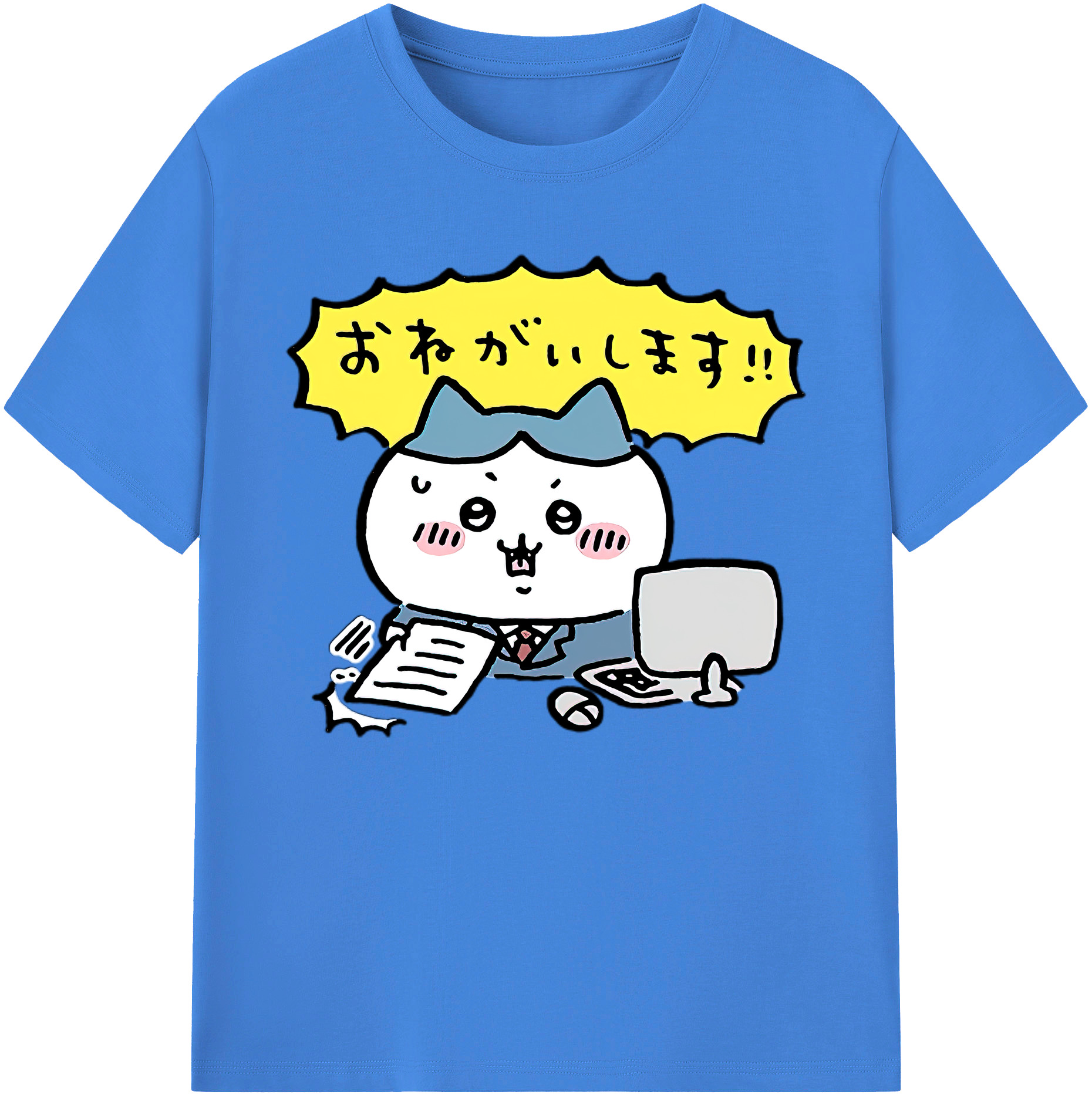 （画像用） ちいかわ ハチワレ Chii-kawa hachiware 綿100％ メンズ半袖Tシャツ｜肌触りやわらか＆通気性