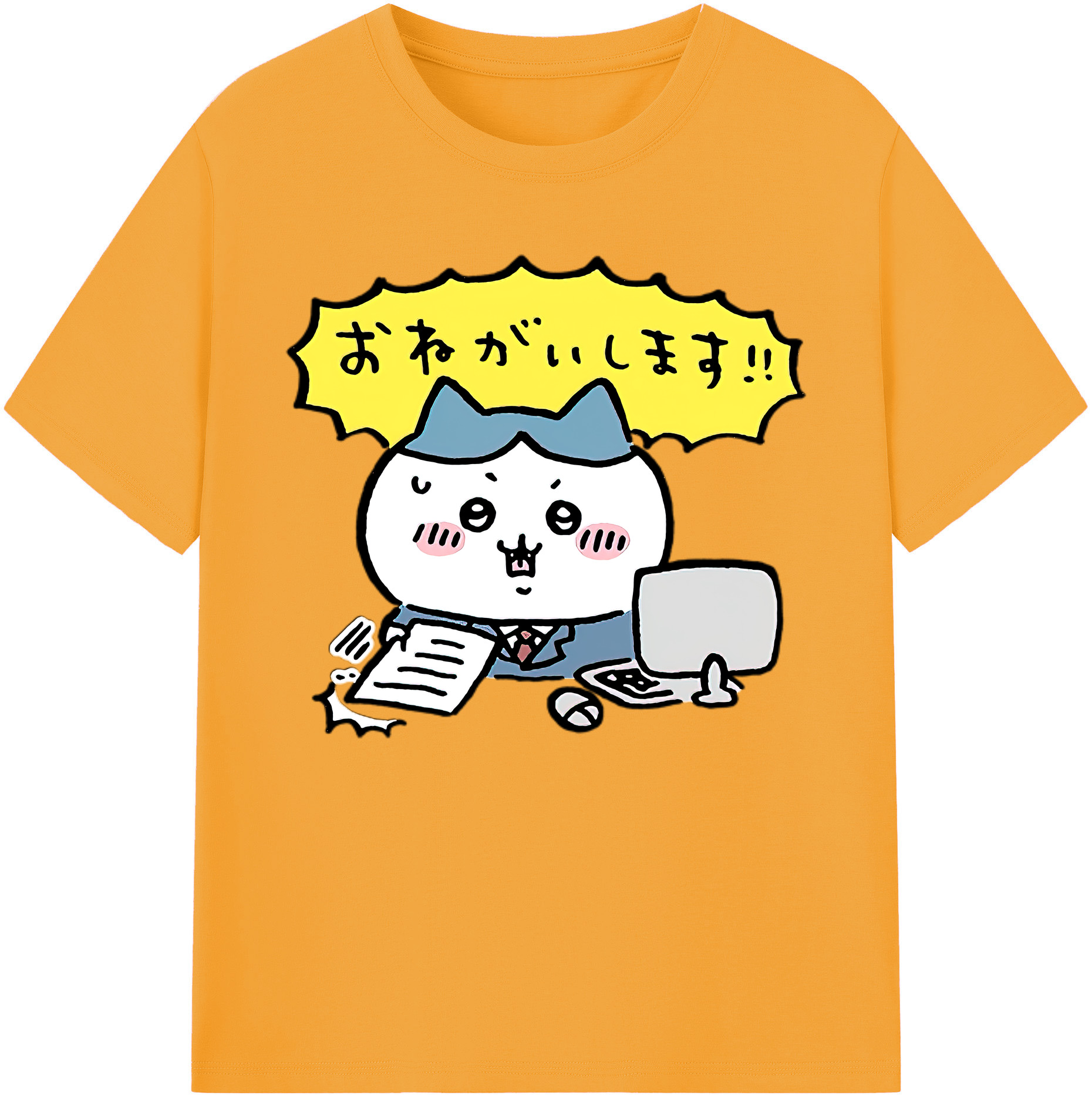 （画像用） ちいかわ ハチワレ Chii-kawa hachiware 綿100％ メンズ半袖Tシャツ｜肌触りやわらか＆通気性